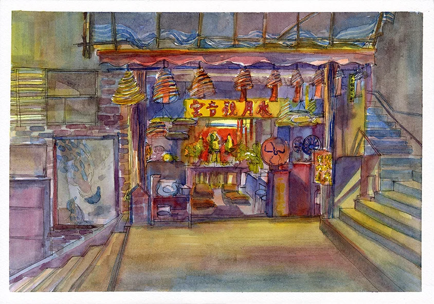 Candles and Street Lights 2018 Watercolour on Paper 210x297cm