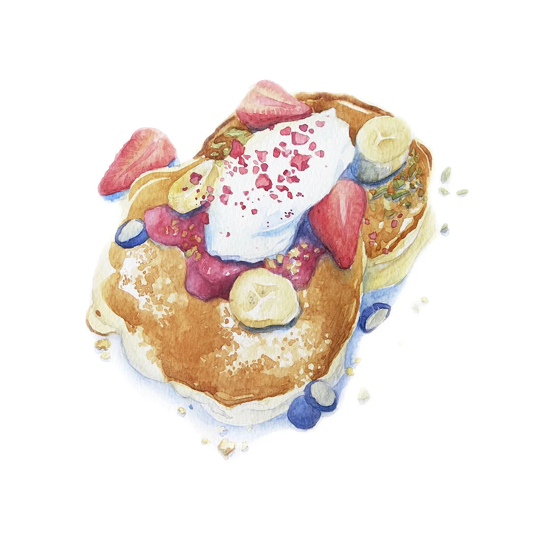 Mixed Berries Pancake 2018 Watercolour on Paper 25x25 cm