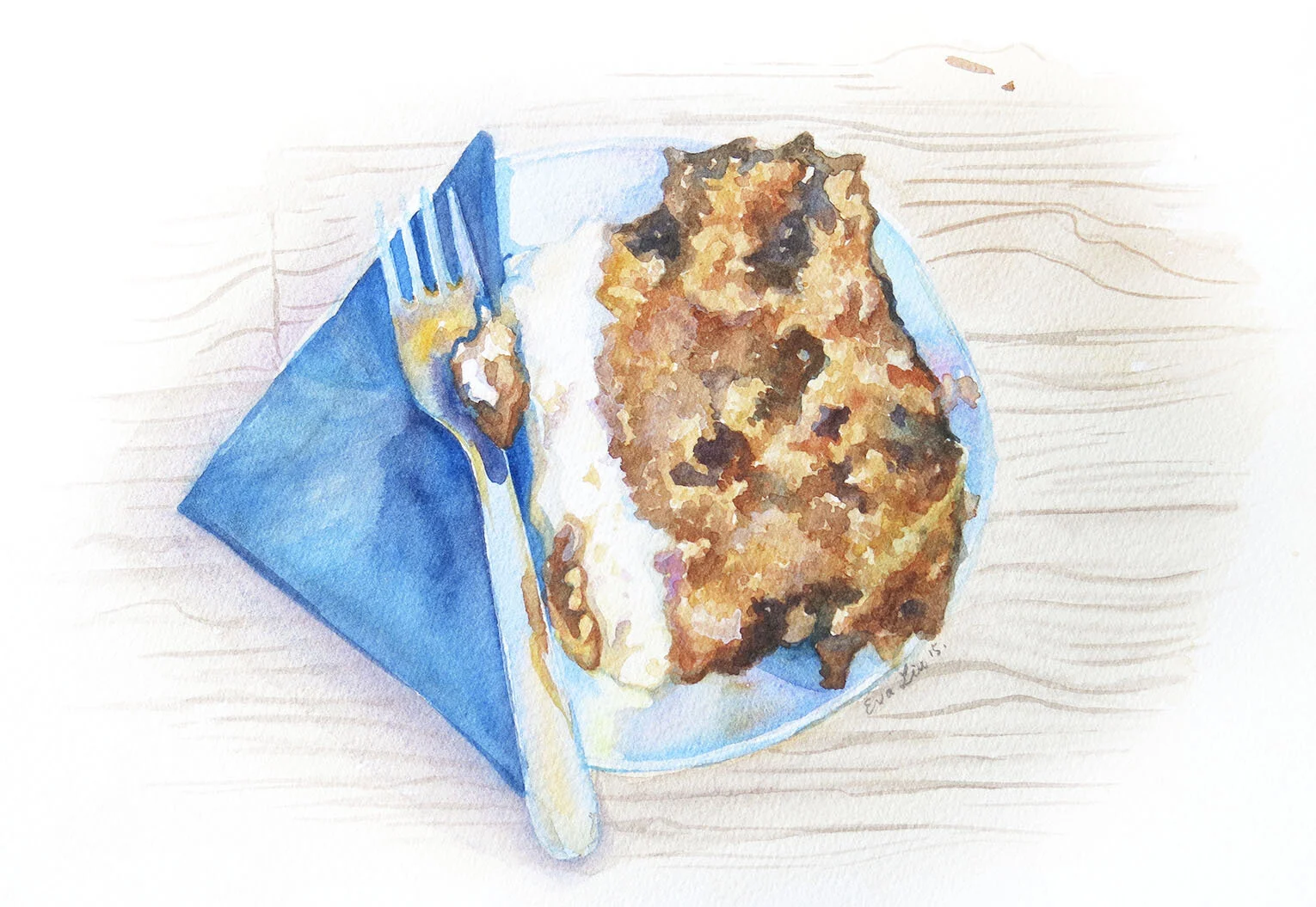 Parsnip and Walnut Cake 2015 Watercolour on Paper 25.4x20.3 cm