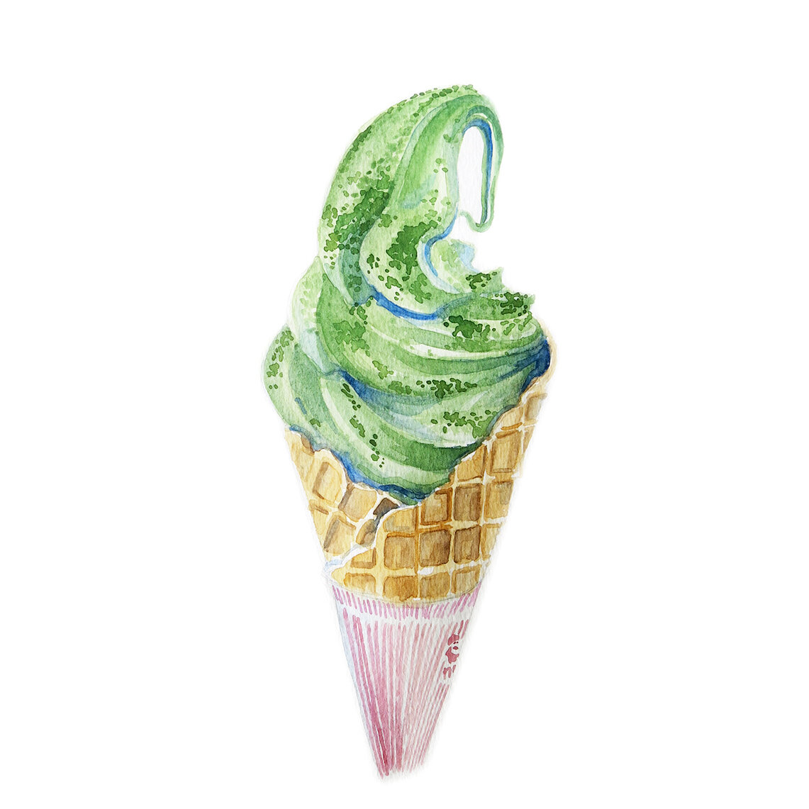 Matcha Soft-serve Ice-cream 2018 Watercolour on Paper 25x25 cm