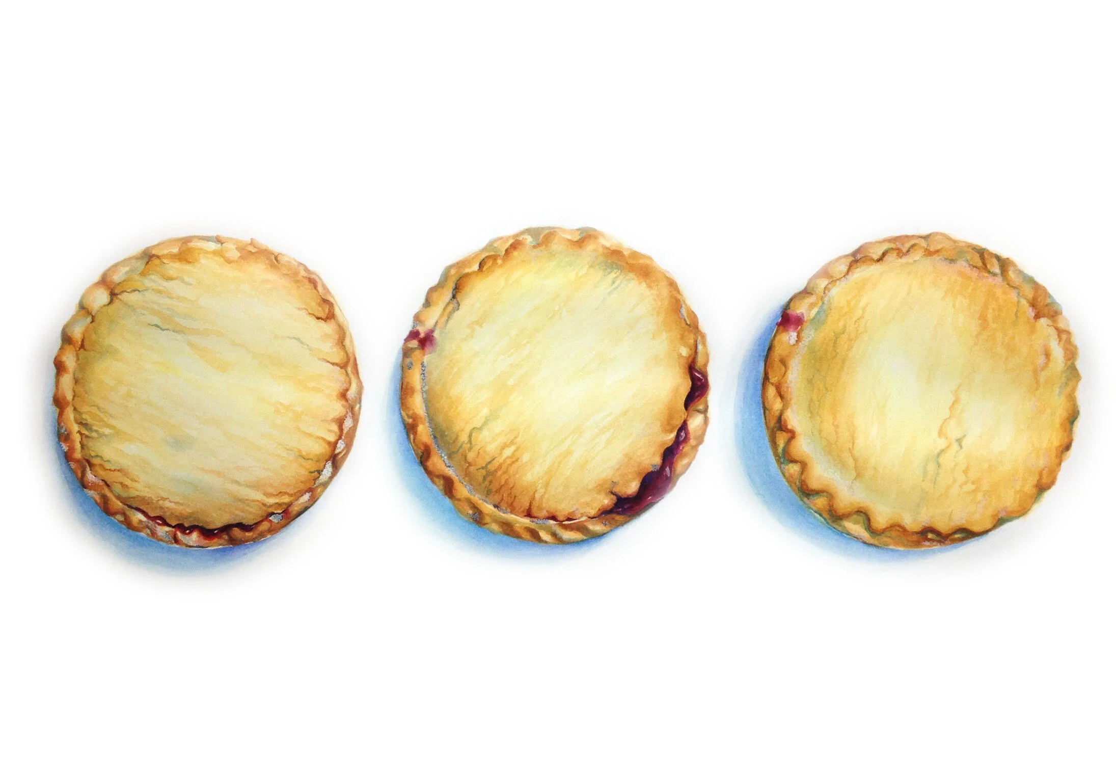 Three Mince Pies 2014 Watercolour on Paper 70x40 cm
