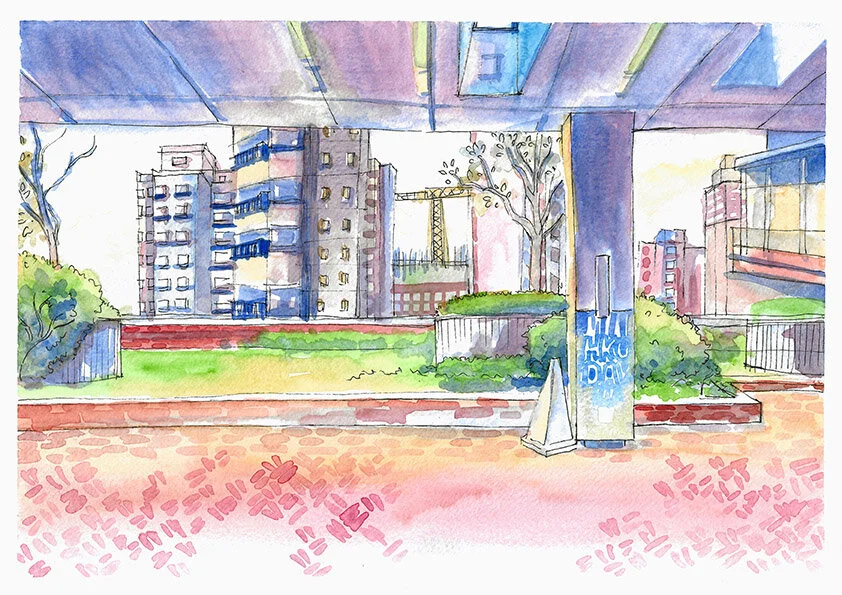 Hakking Wong Podium, HKU 2018 Pen and Watercolour on Paper 29.7x21 cm