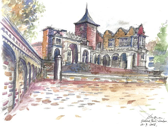 Holland Park, London 2018 Pen and Watercolour on Paper 29.7x21 cm