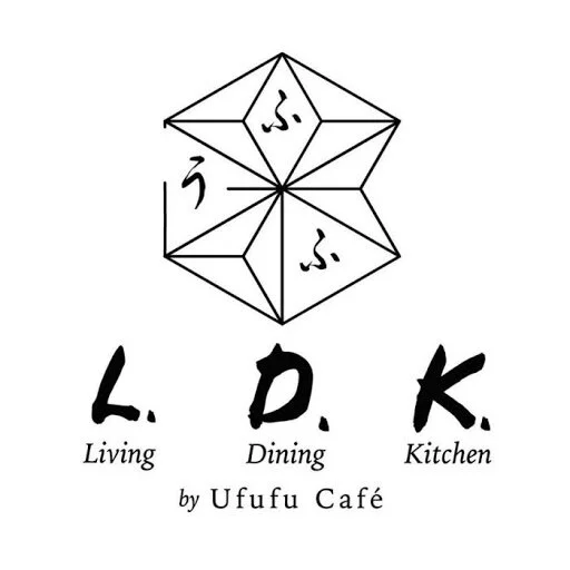 A logo featuring a geometric shape at the top with the letters L, D, and K underneath, representing Living, Dining, and Kitchen, with the text "by Ufufu Café" below.