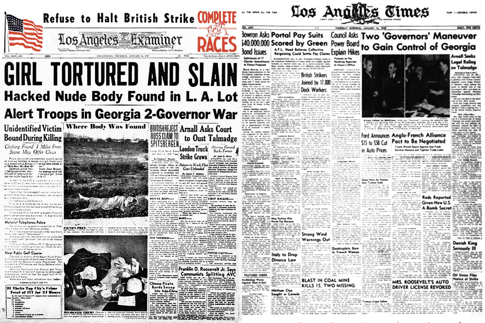 Two very different front pages on January 16th 1947.