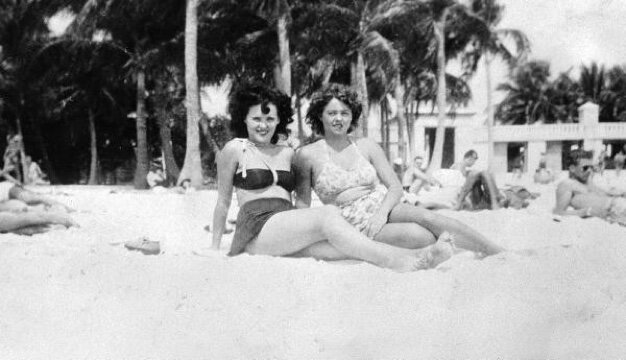 Notice how they pose. Beth presents herself openly, and Marge Dyer is more modest.