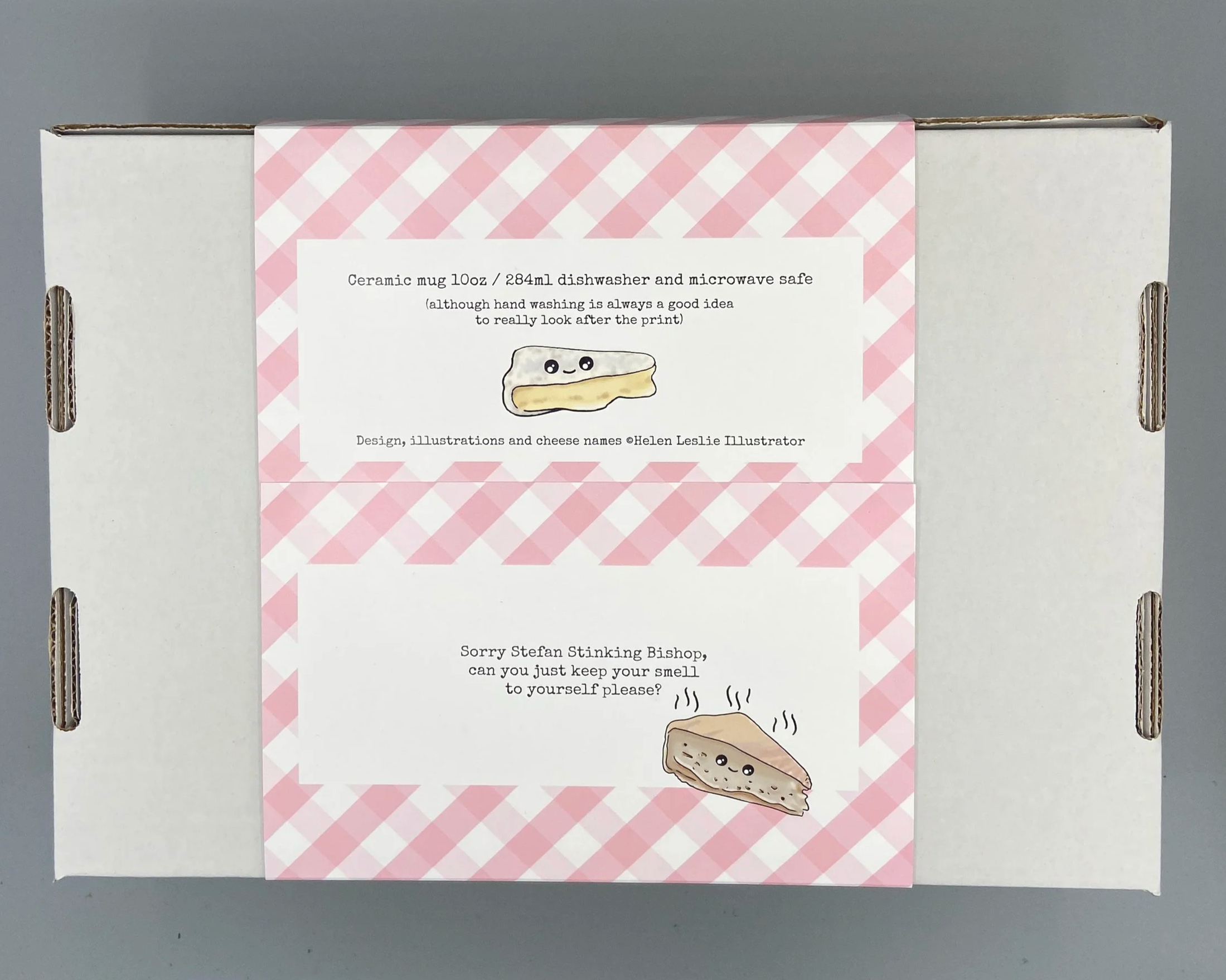 Cheerful Cheeses collection gift box illustrated cheeses on mug, notebook, bookmark and fridge magnet in beautifully designed packaged gift box ideal Christmas gift for cheese lovers