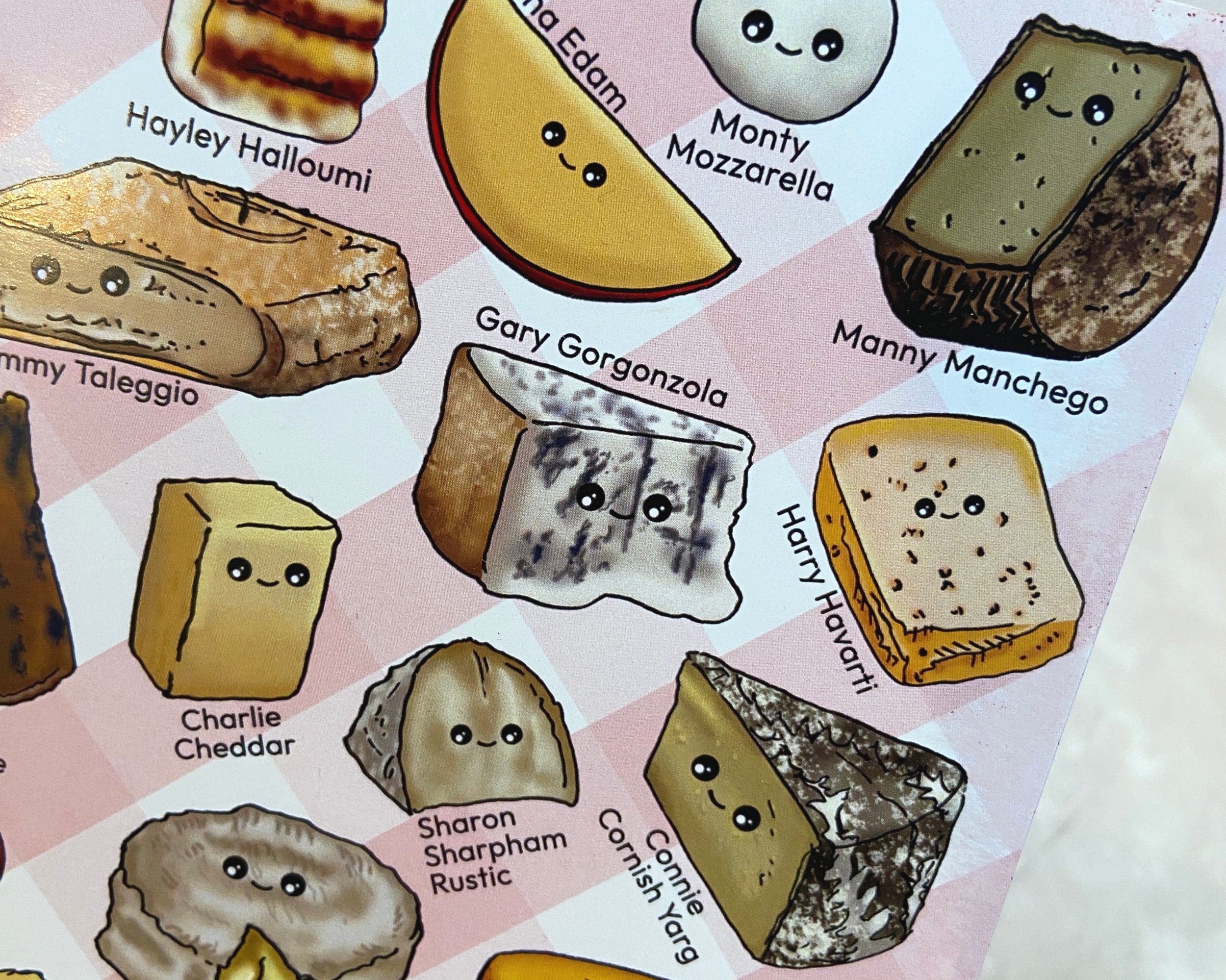 Cheerful Cheeses fun kawaii style illustrated lined notebook perfect gift idea for cheese fans
