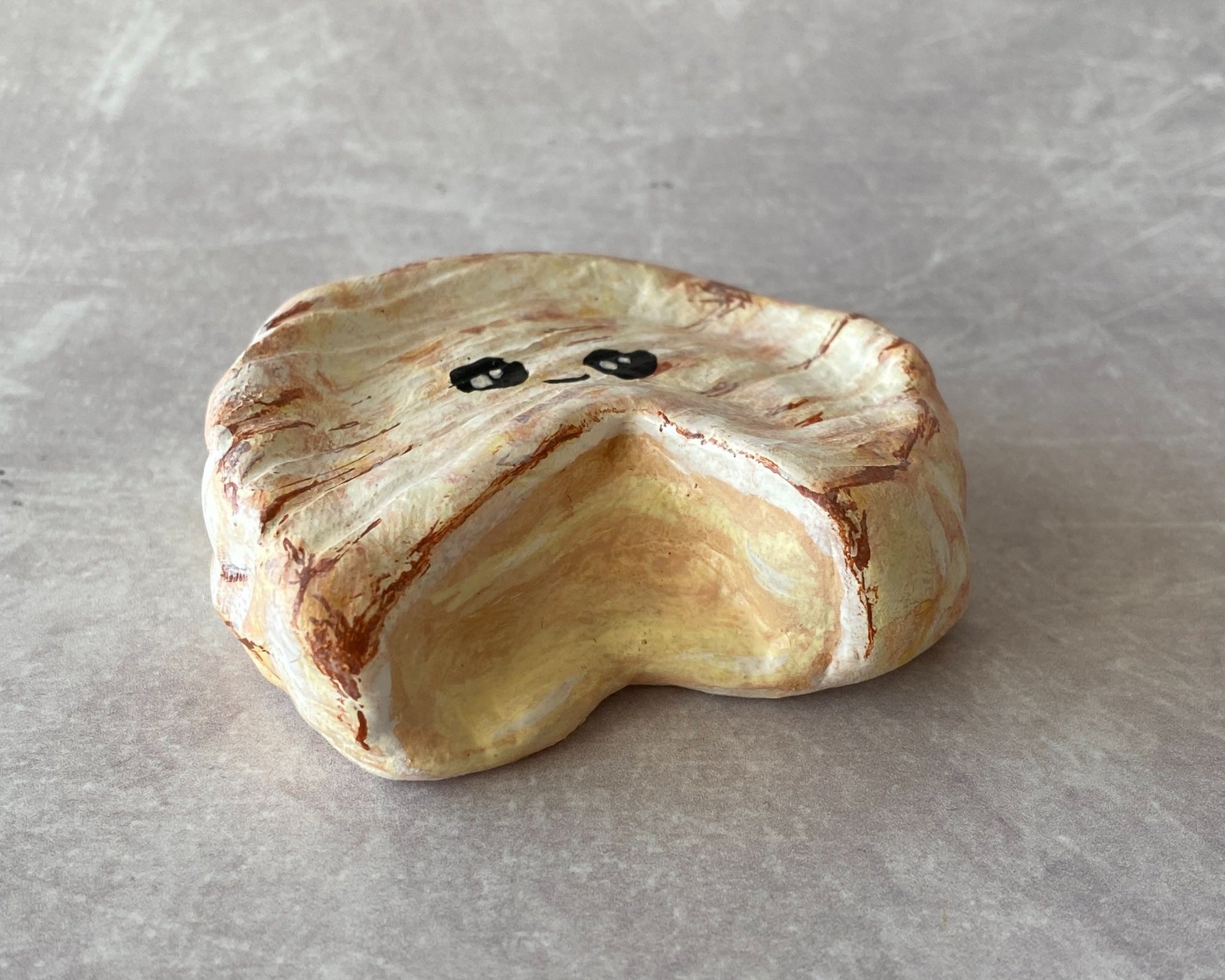 Camembert cheese cute clay character desk buddy handmade by Devon artist Helen Leslie Illustrator