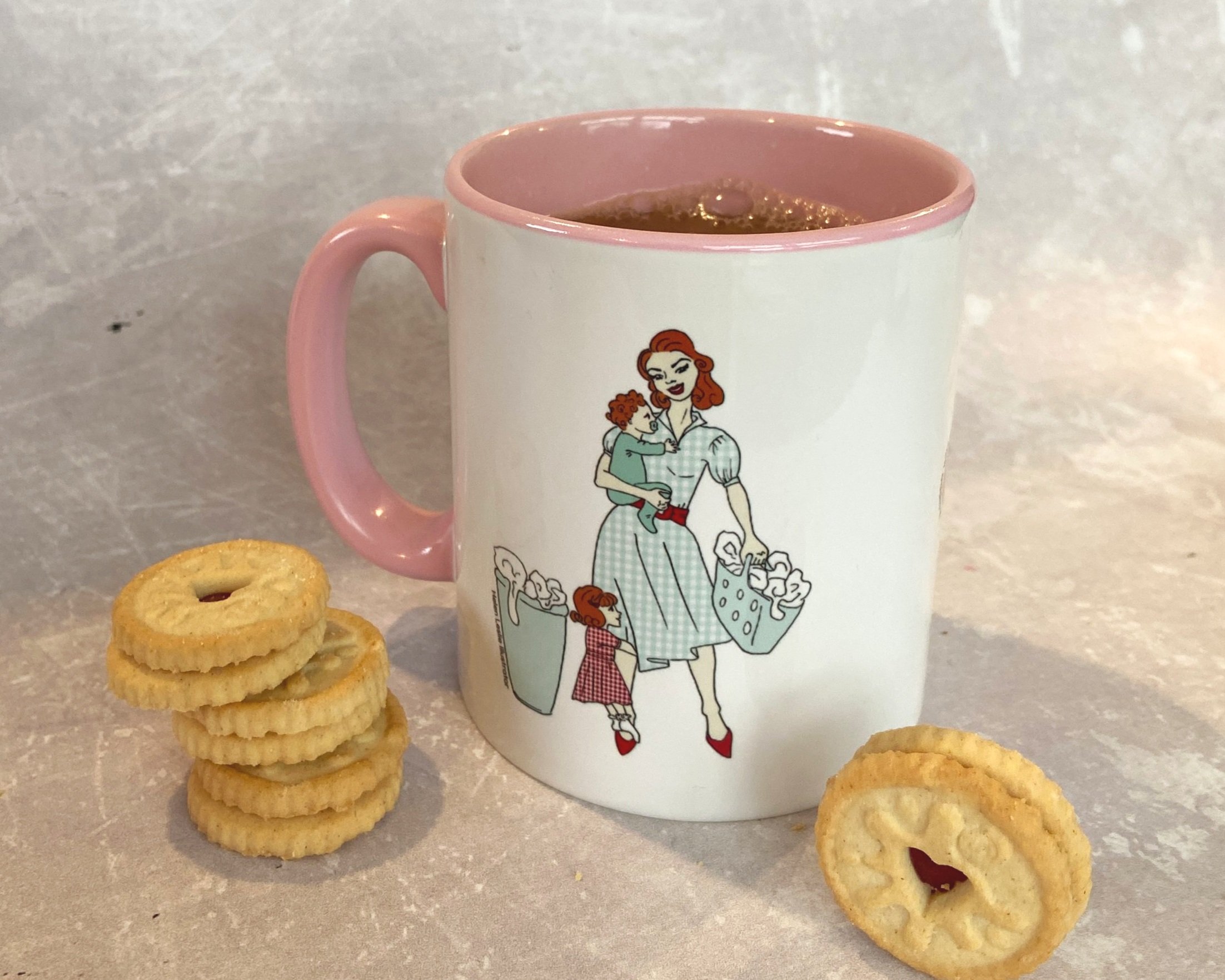 Sarcastic Fantastic retro 1950s housewife style illustrated mug working from home, domestic load, glass ceilings, patriarchy, motherhood, mental load, ideal gift for women (Copy)