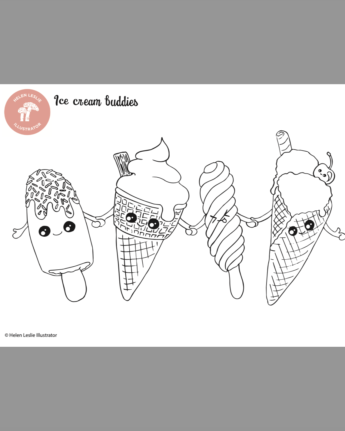 Ice cream buddies colouring page (3 for 2)
