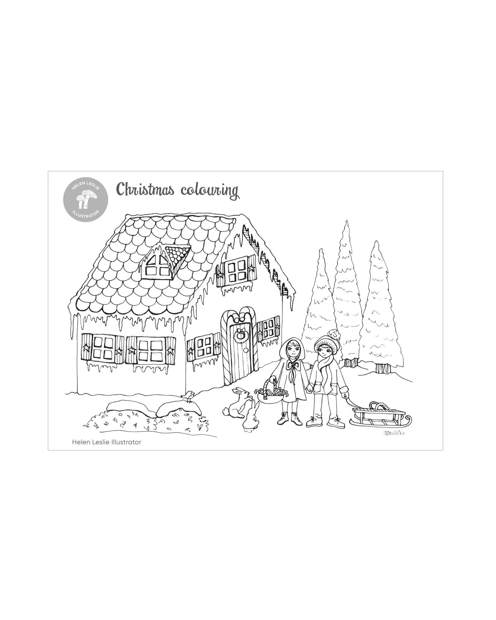 Christmas Gingerbread house colouring page (3 for 2 offer)