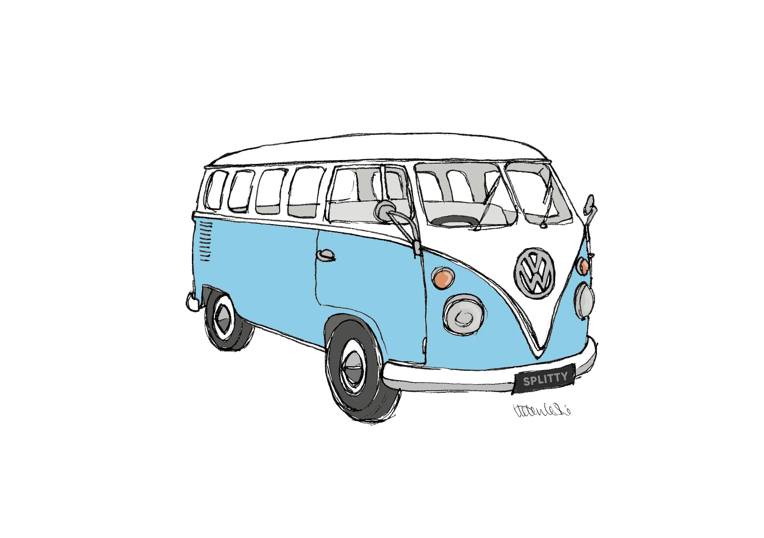 A5 splitscreen camper van print