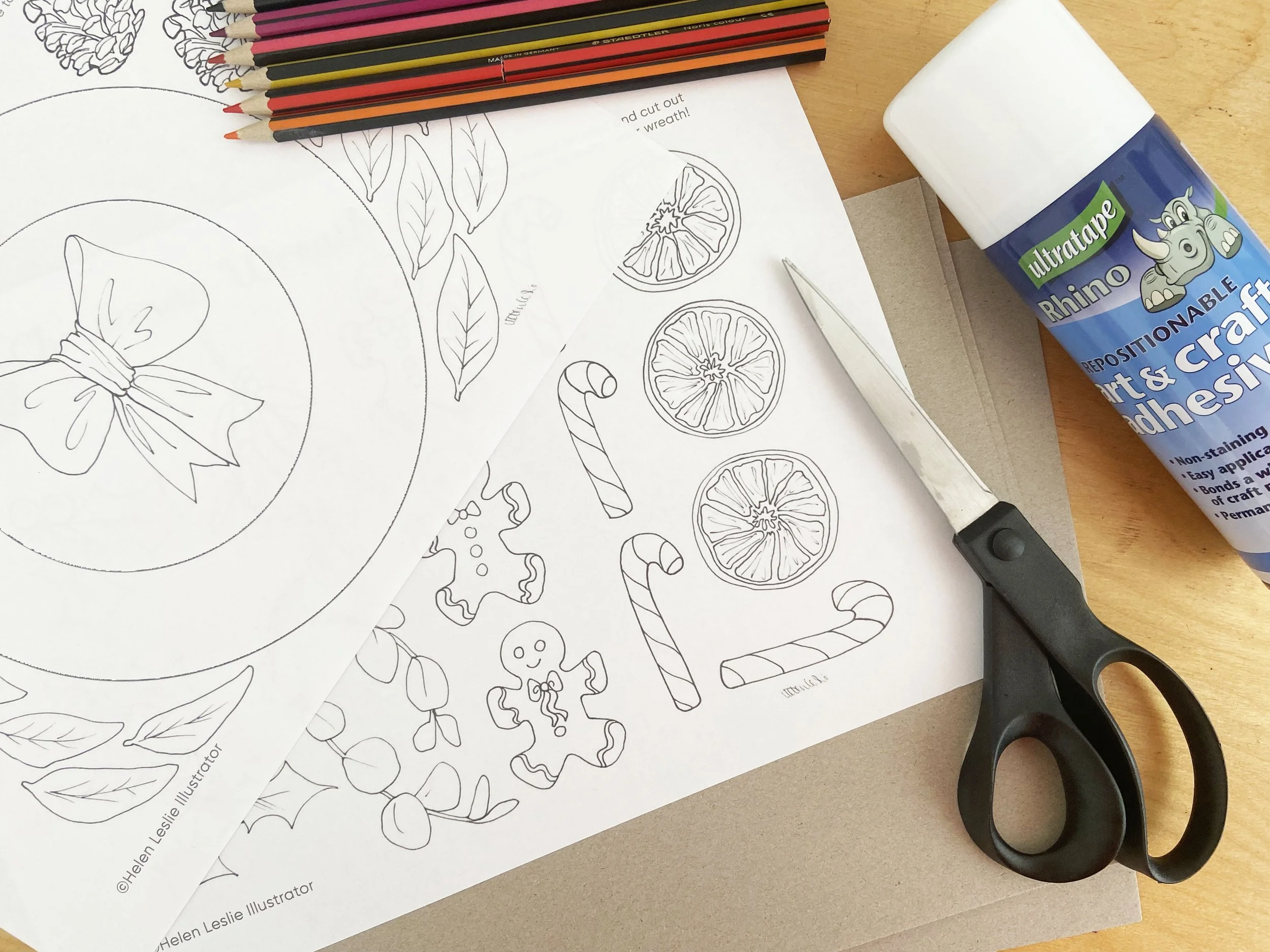 Christmas paper craft activity pack designed and illustrated by Devon artist Helen Leslie Illustrator