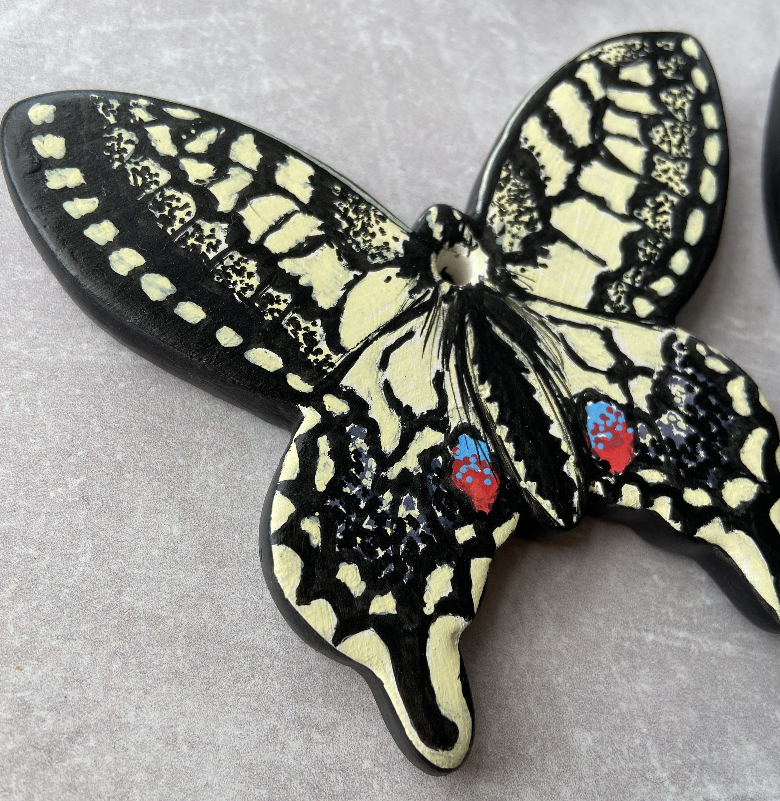 Swallowtail butterfly decoration hand-painted by Devon artist Helen Leslie Illustrator