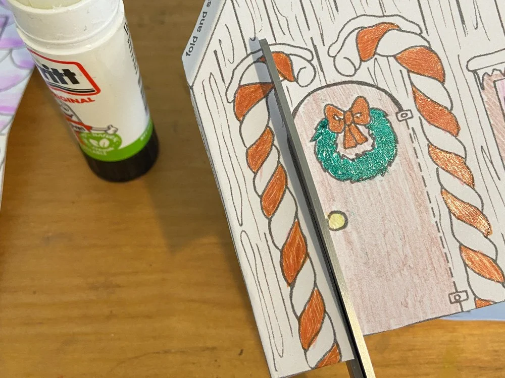 Make your own Christmas log cabin kids activity by Helen Leslie Illustrator