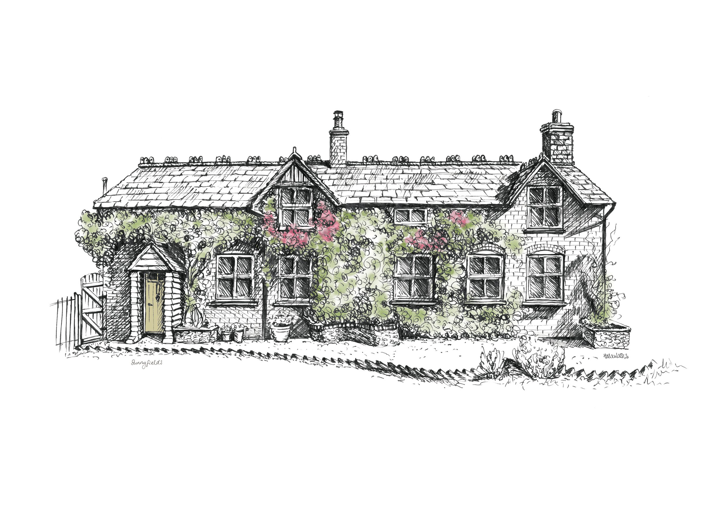 House portrait commissions illustrated by Devon artist Helen Leslie Illustrator