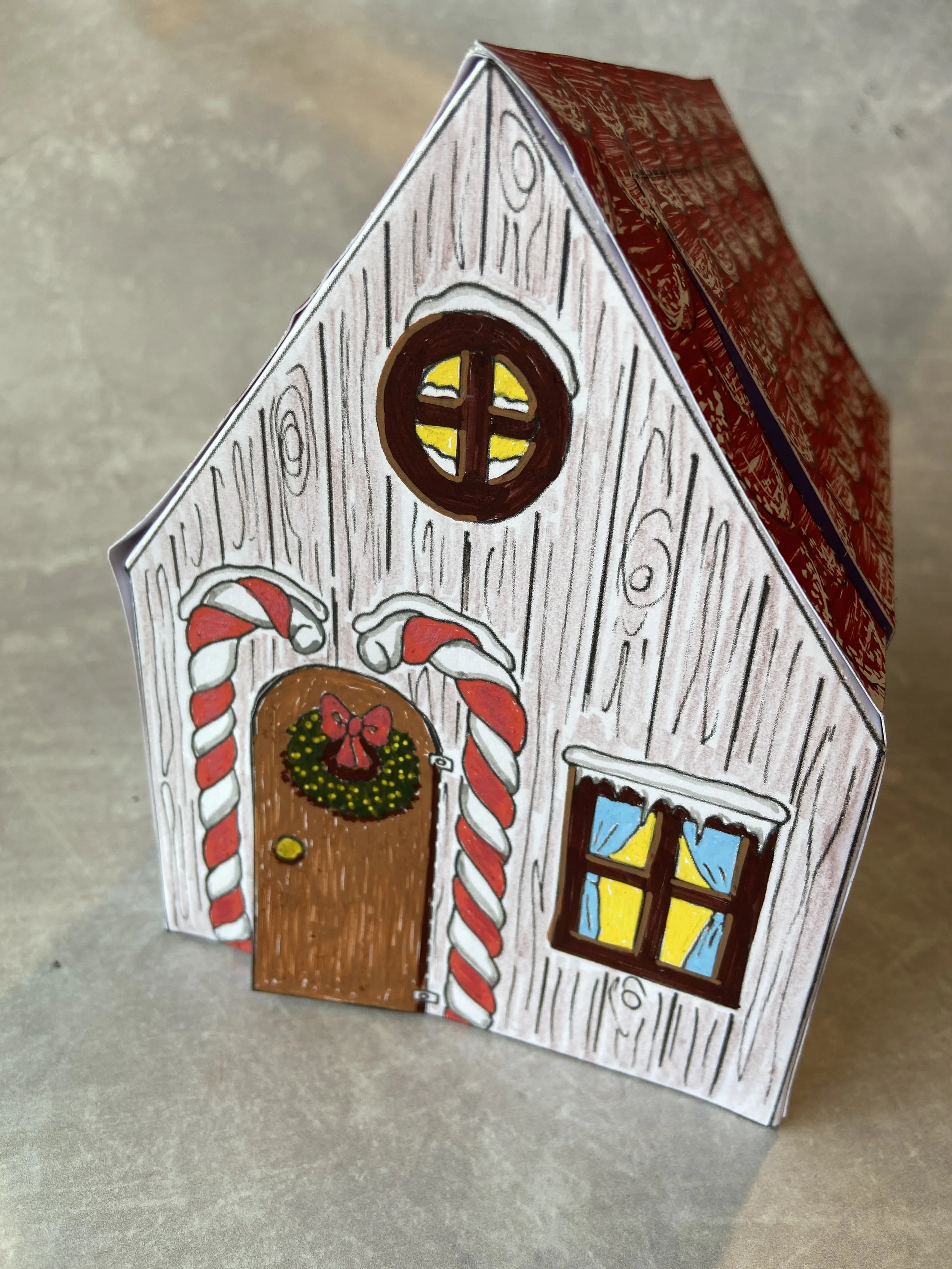 Make your own Christmas log cabin kids activity by Helen Leslie Illustrator