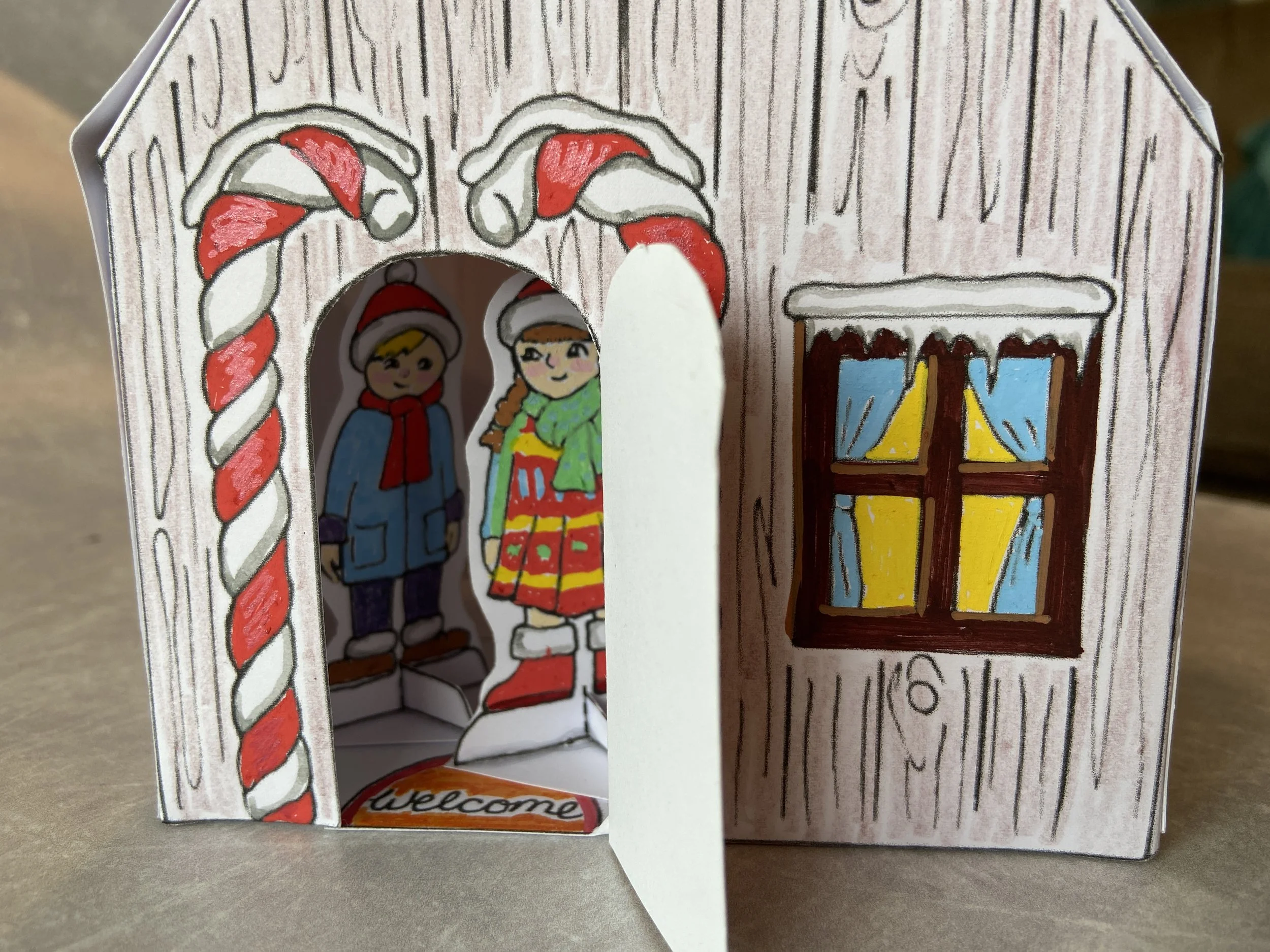Make your own Christmas log cabin kids activity by Helen Leslie Illustrator