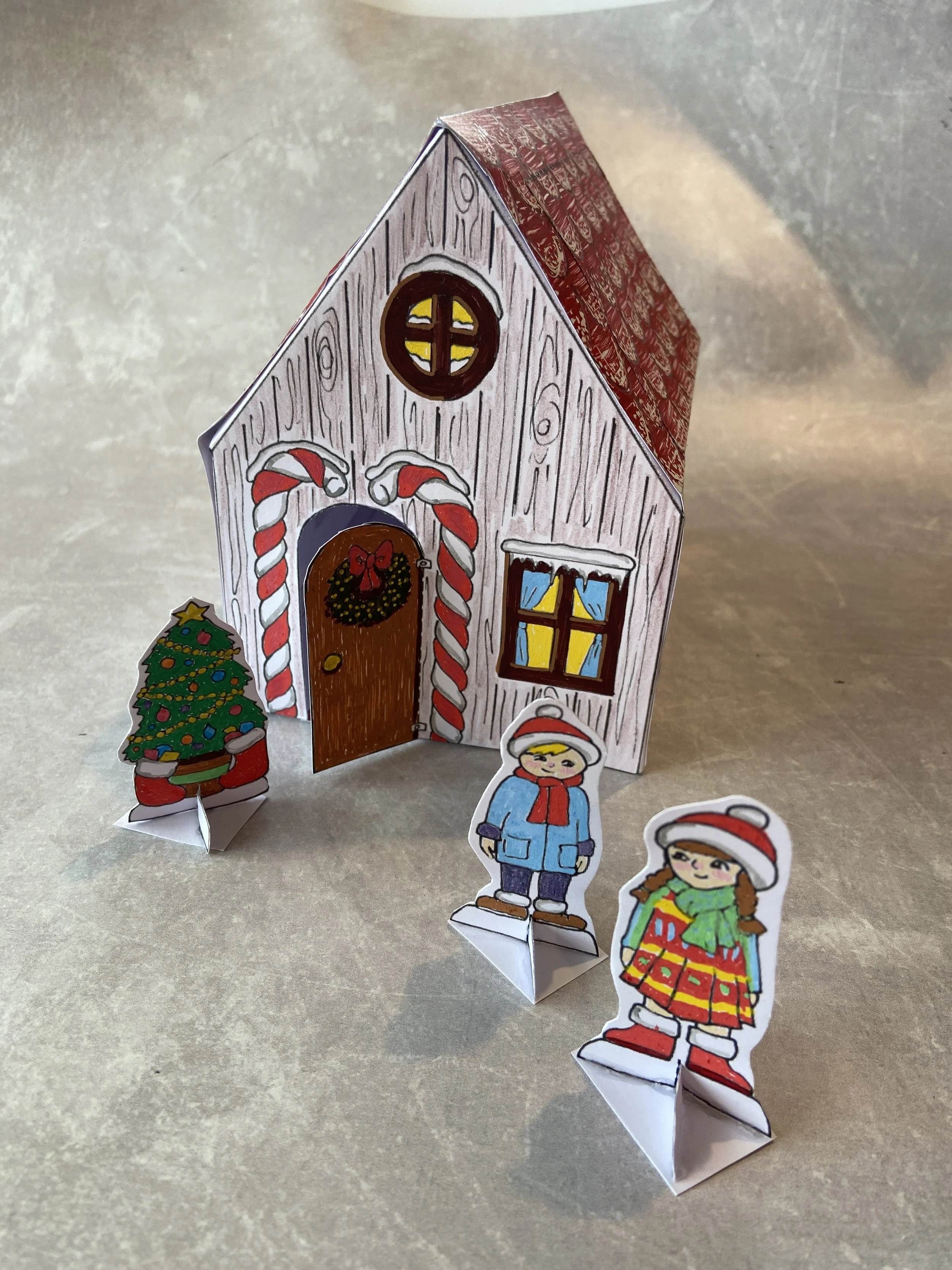 Make your own Christmas log cabin kids activity by Helen Leslie Illustrator