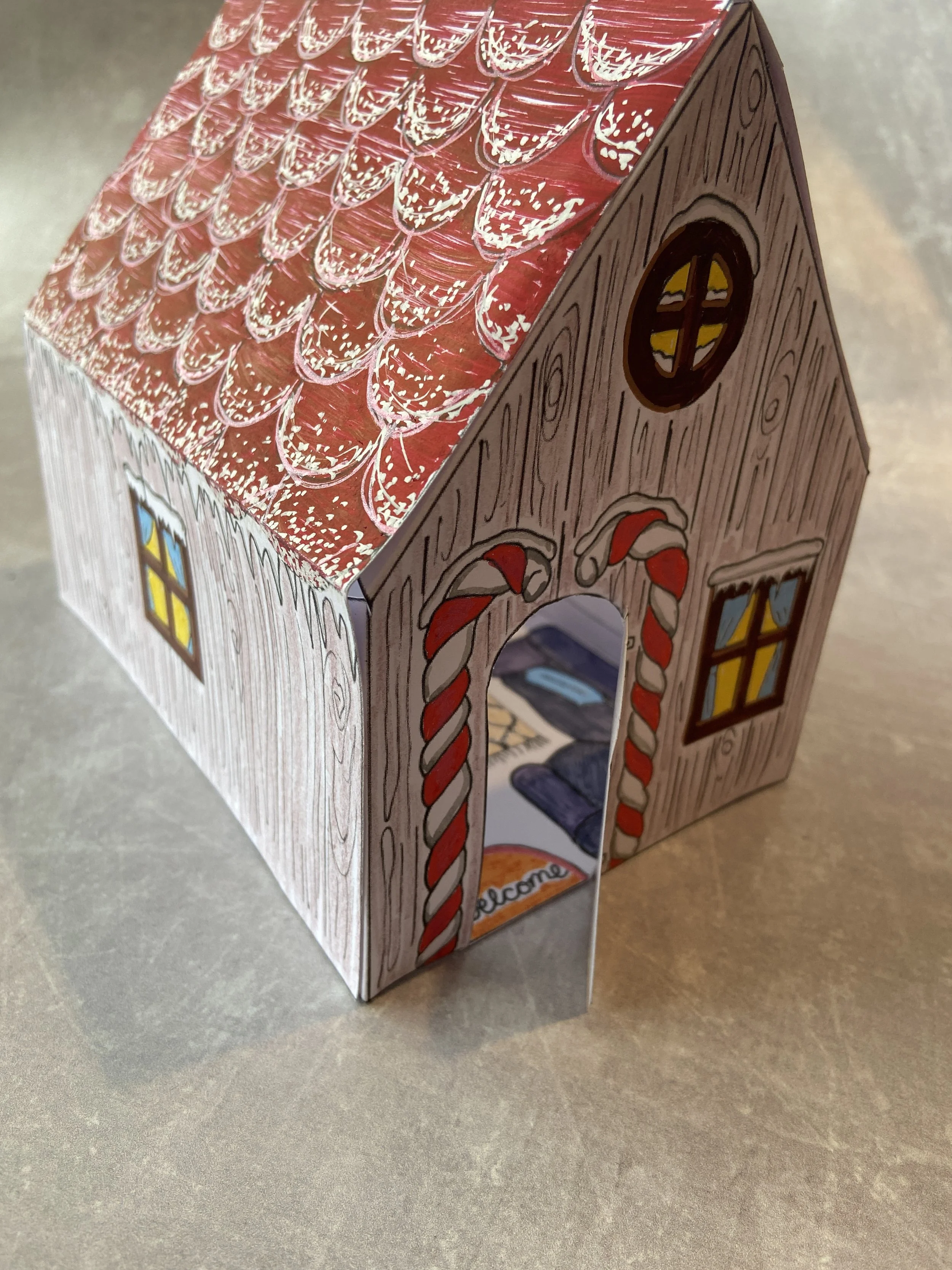 Make your own Christmas log cabin kids activity by Helen Leslie Illustrator