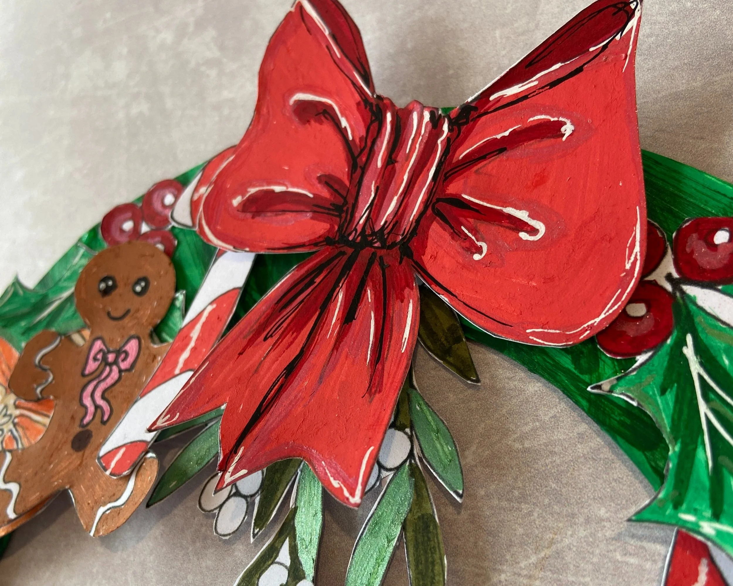 Make your own Christmas wreath papercraft activity by Helen Leslie Illustrator