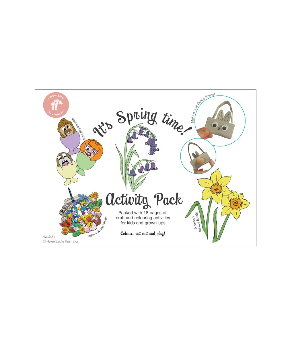 Spring Easter craft activity colouring ideas by Devon artist Helen Leslie Illustrator