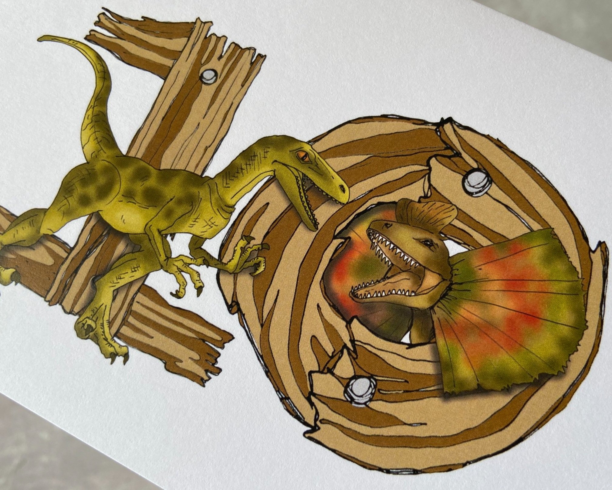 Dinosaur number birthday cards for children by Devon artist Helen Leslie Illustrator