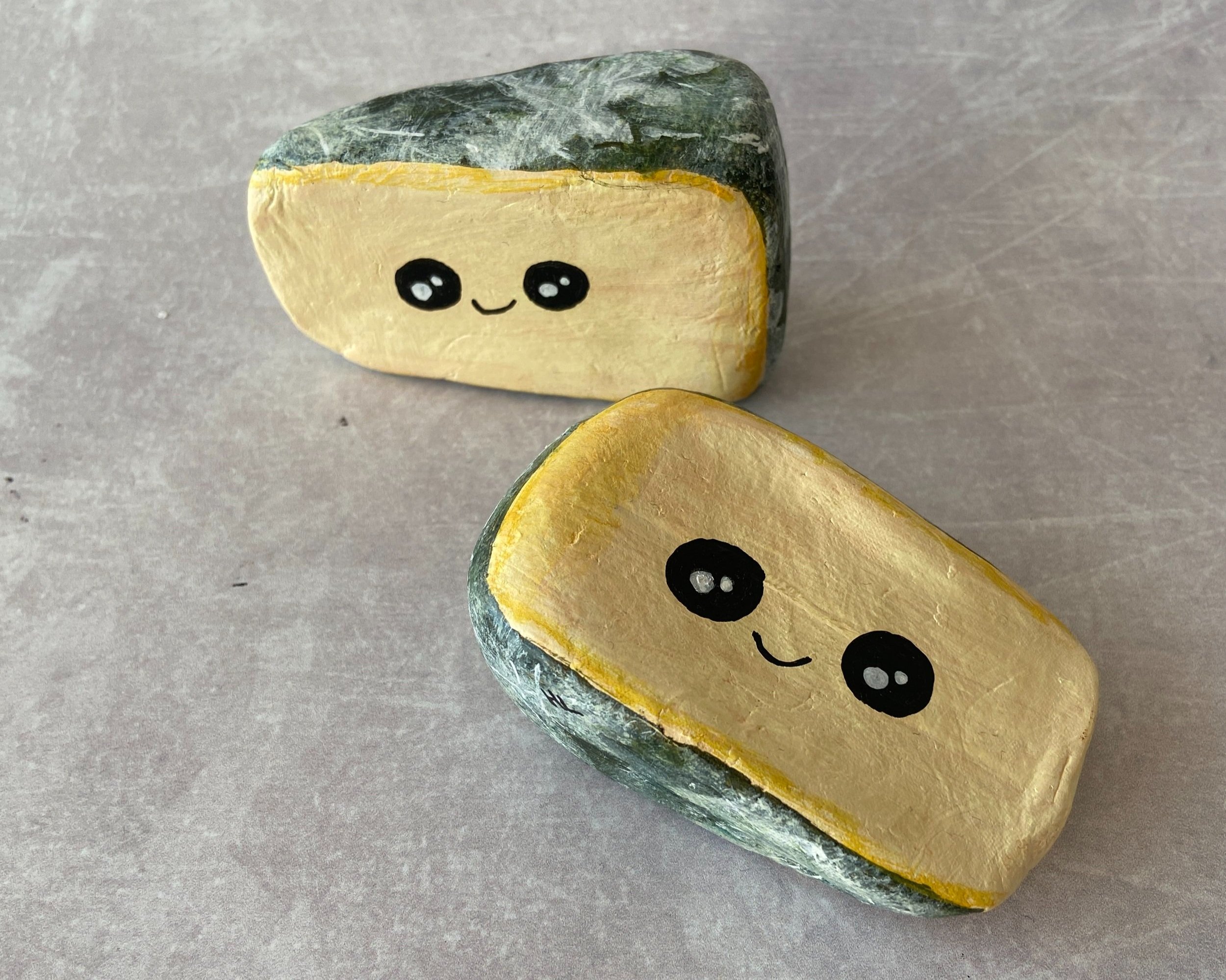 Cornish Yarg cheese cute clay character desk buddy handmade by Devon artist Helen Leslie Illustrator