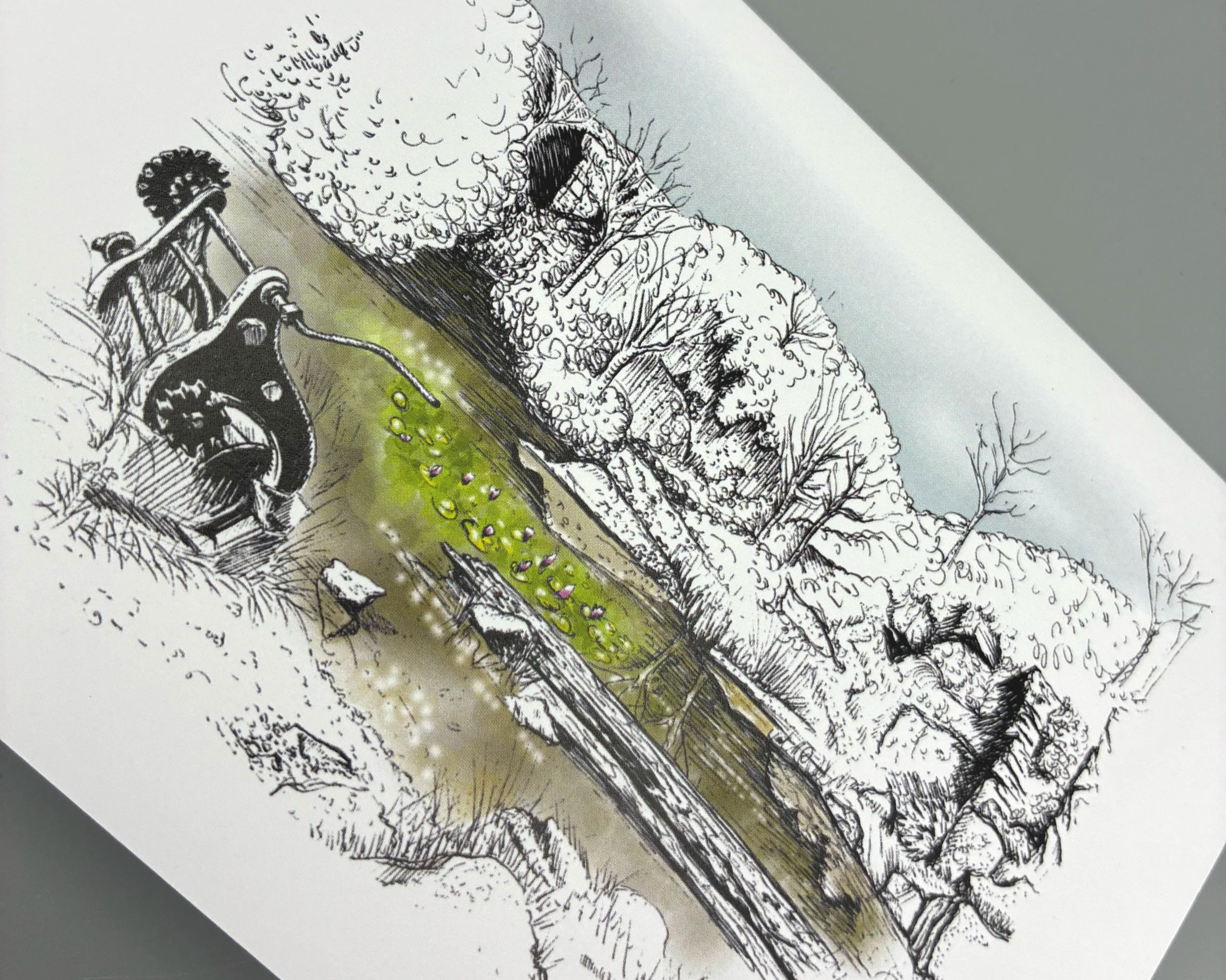 Haytor Quarry Pond, Dartmoor illustrated greetings cards by Devon artist Helen Leslie Illustrator