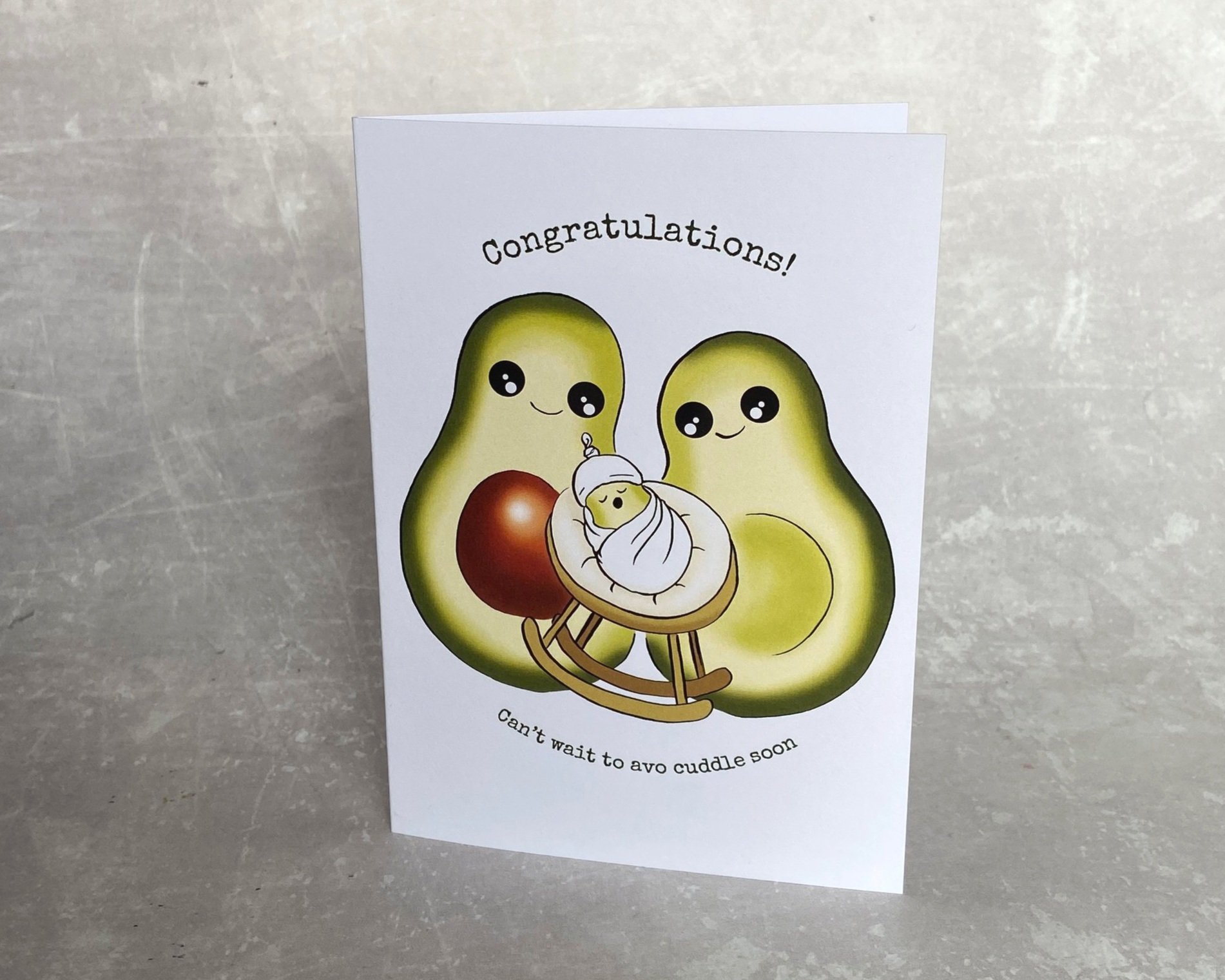 Cute avocado family baby avocado congratulations on the birth of your new baby unisex ungendered greetings card