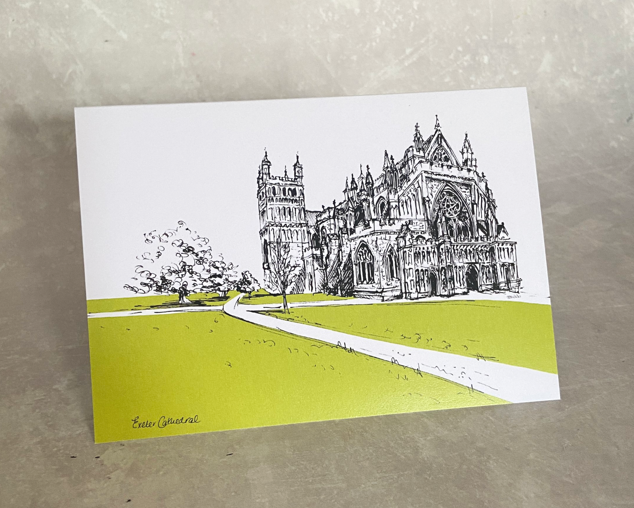 Exeter Cathedral illustrated greetings card by Devon artist Helen Leslie Illustrator