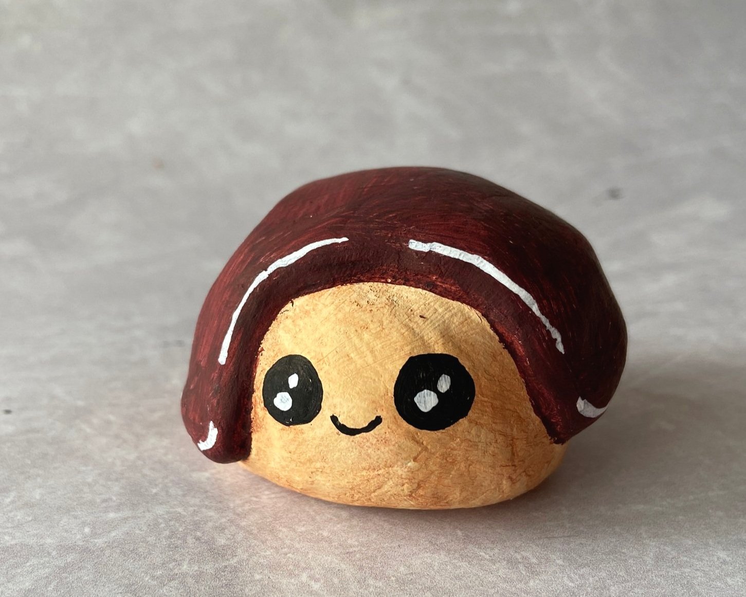 Profiterole cute clay character desk buddy handmade by Devon artist Helen Leslie Illustrator