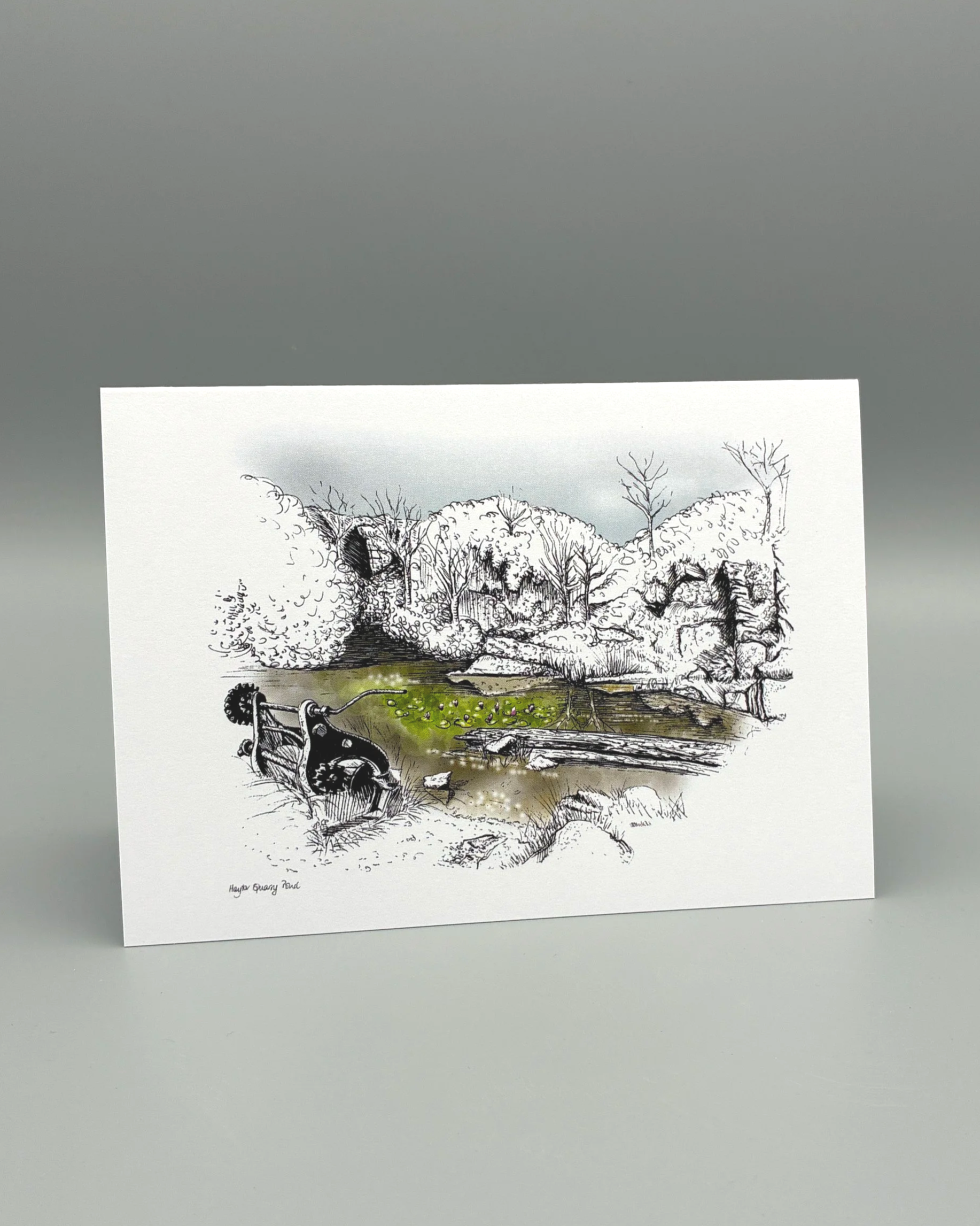 The Pond at Haytor Quarry, Dartmoor illustrated greetings card