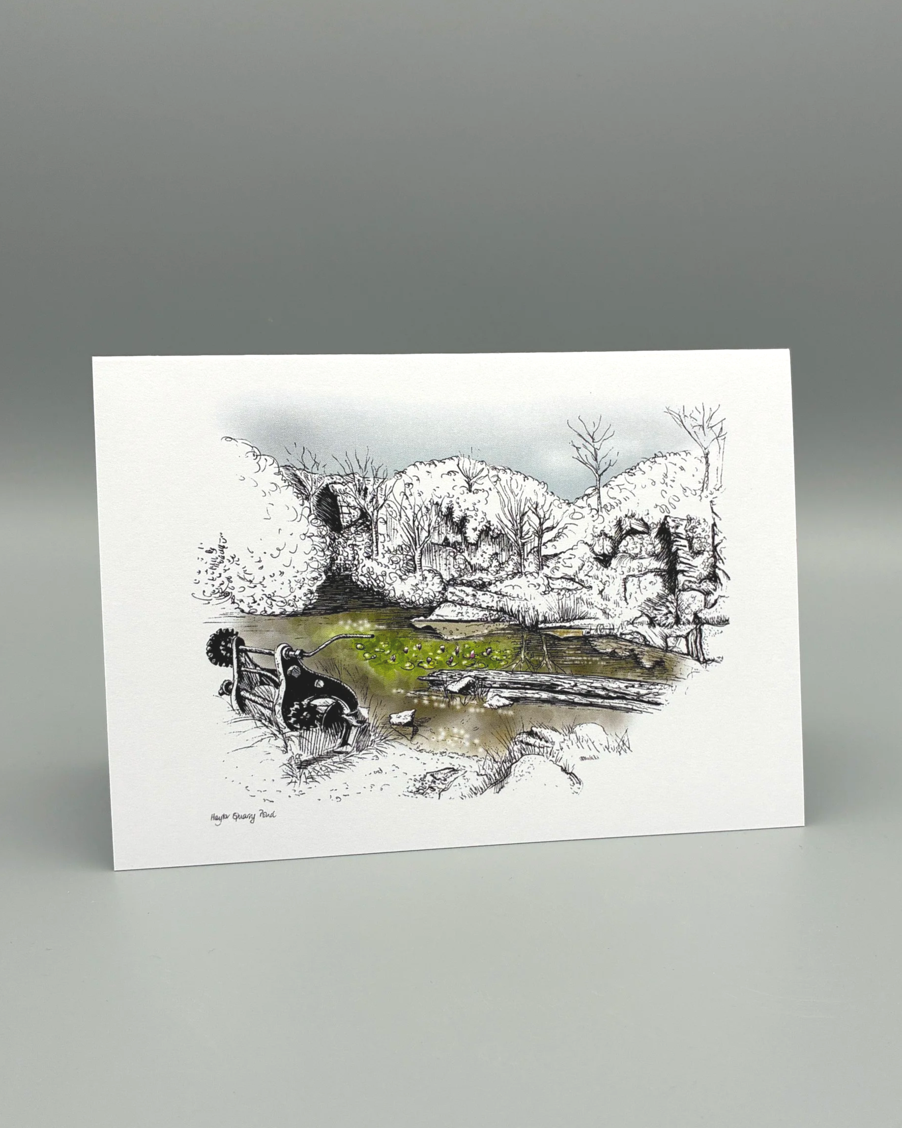 The Pond at Haytor Quarry, Dartmoor illustrated greetings card