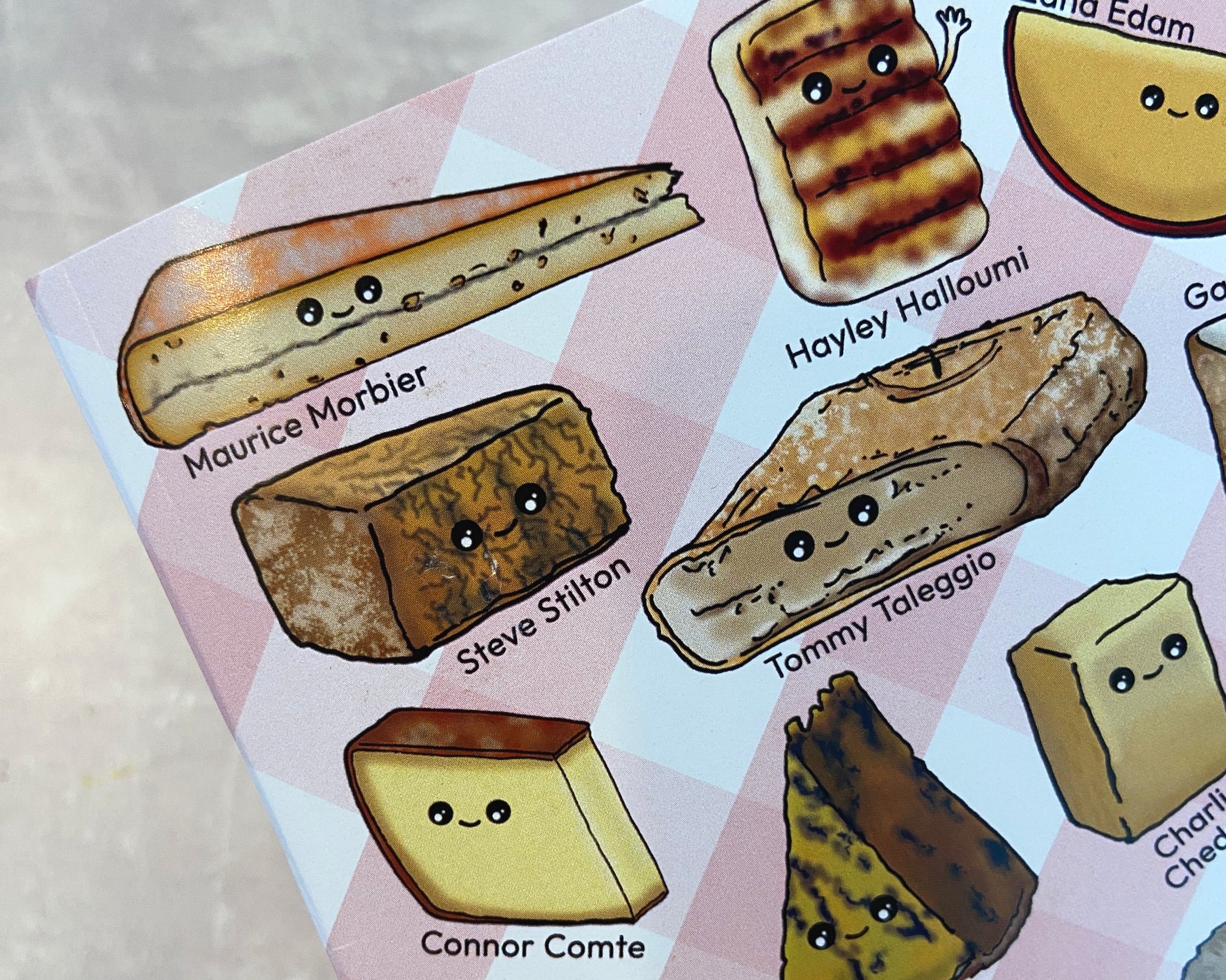 Cheerful Cheeses fun kawaii style illustrated lined notebook perfect gift idea for cheese fans