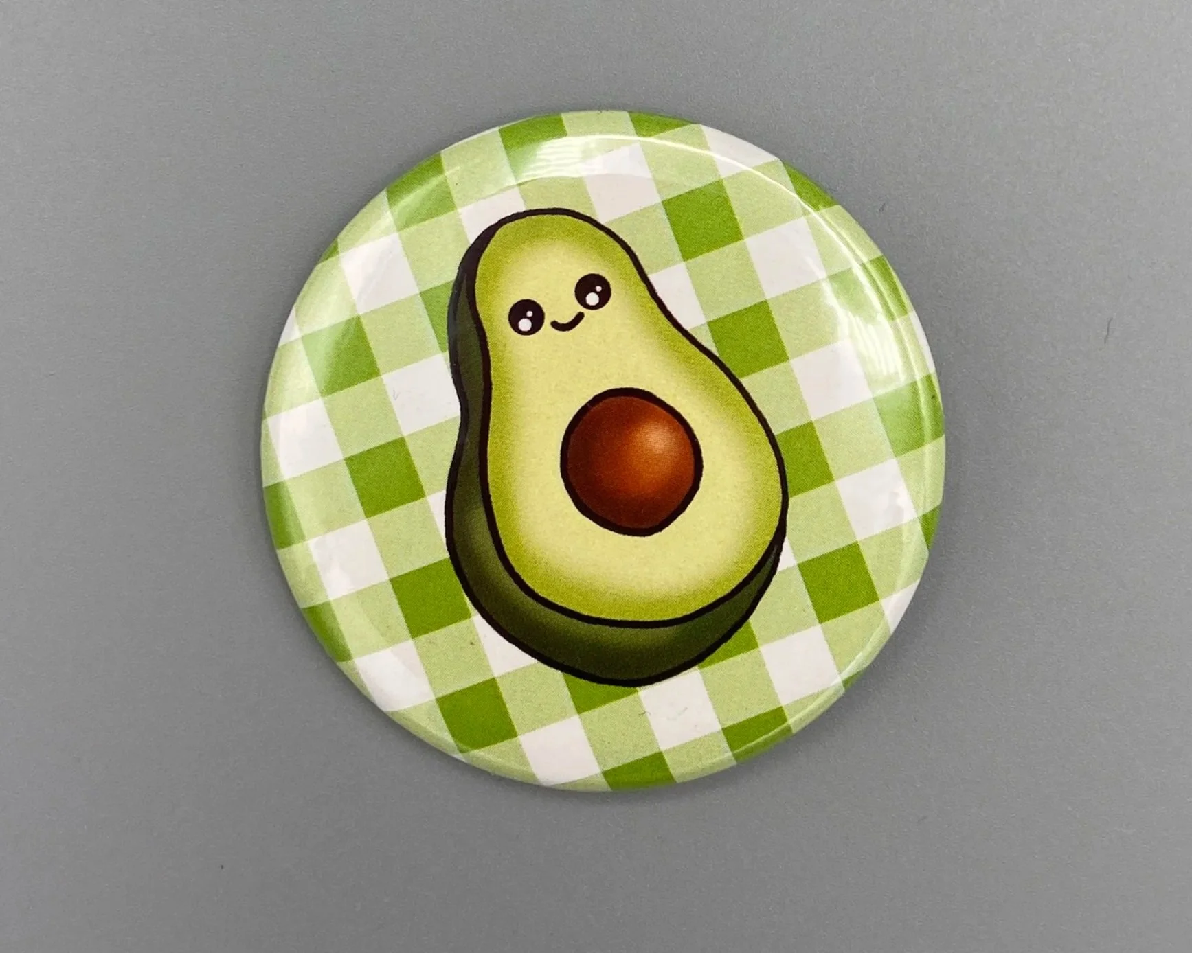 Ava Avocado cute colourful illustrated jumbo pin badge perfect party bag filler or summer accessory