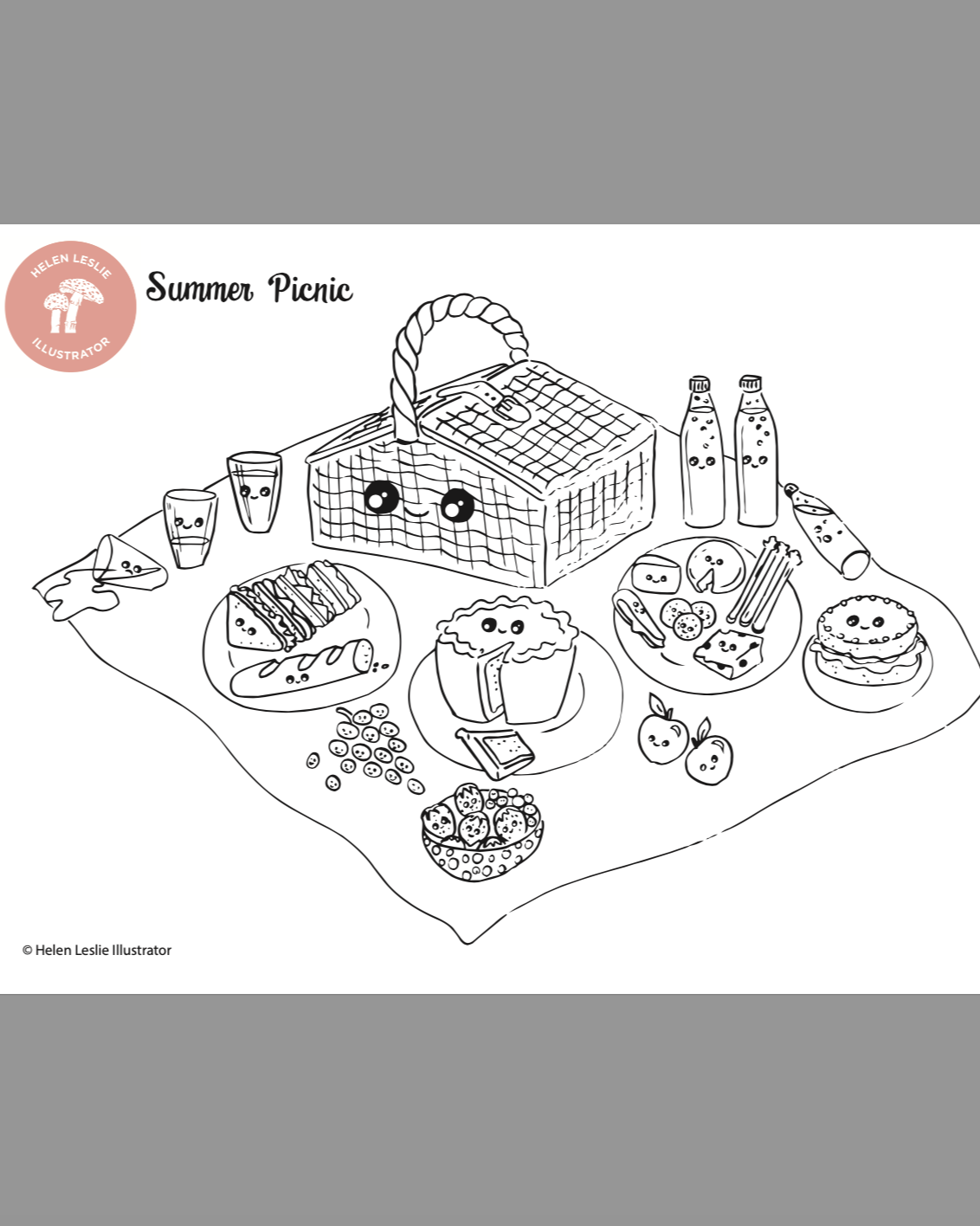 Picnic Basket colouring page (3 for 2)