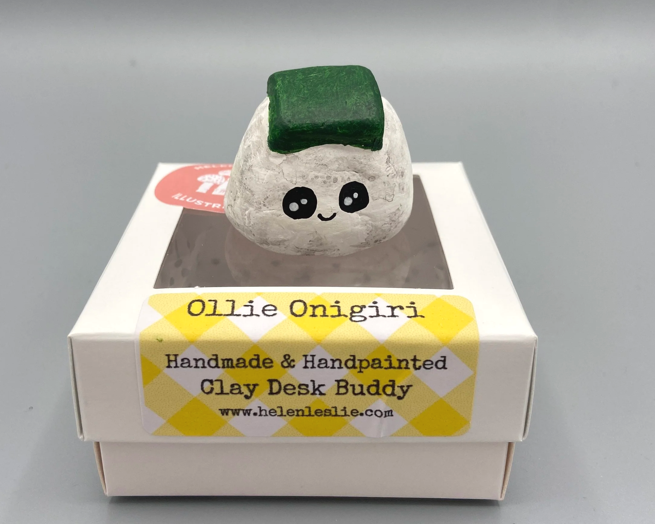 Sushi cute handmade handpainted clay desk buddy by Devon artist Helen Leslie Illustrator