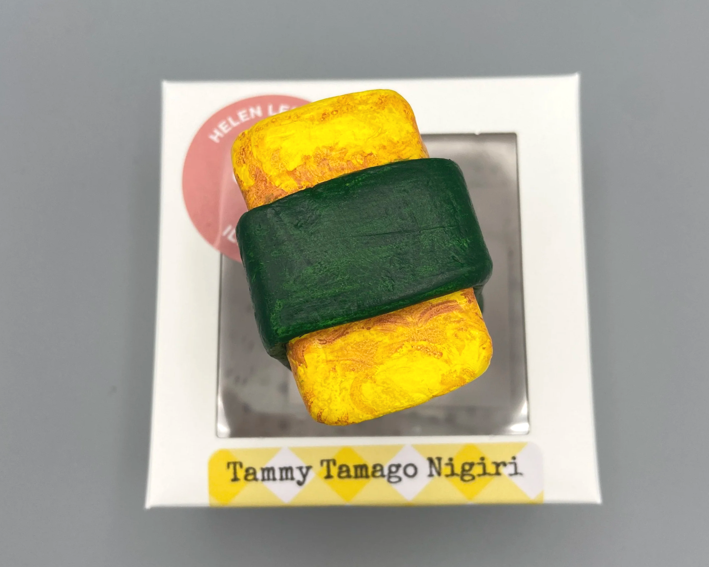 Nigiri Sushi cute handmade handpainted clay desk buddy by Devon artist Helen Leslie Illustrator