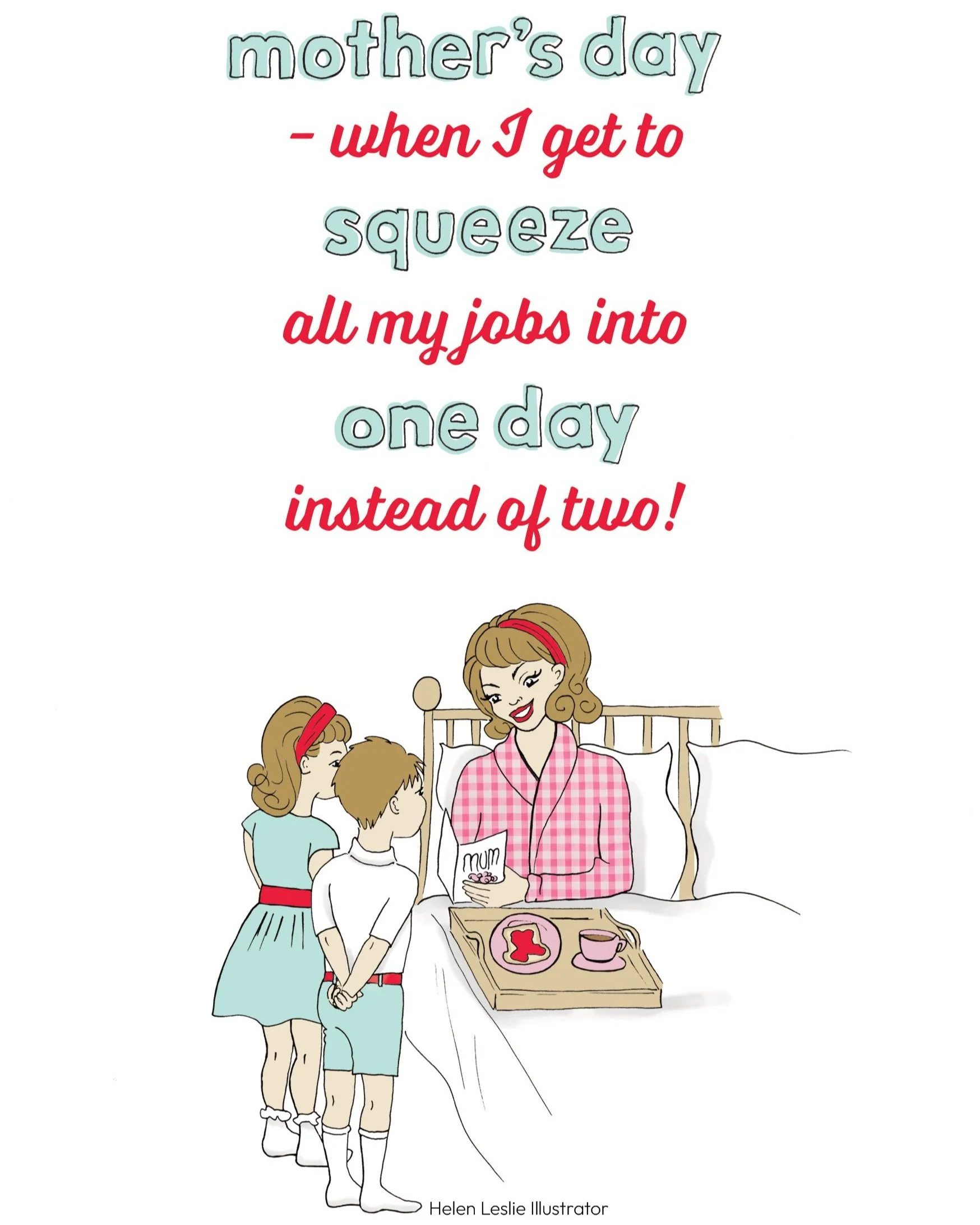 Mother's Day chores illustrated sarcastic retro greetings card for Mums