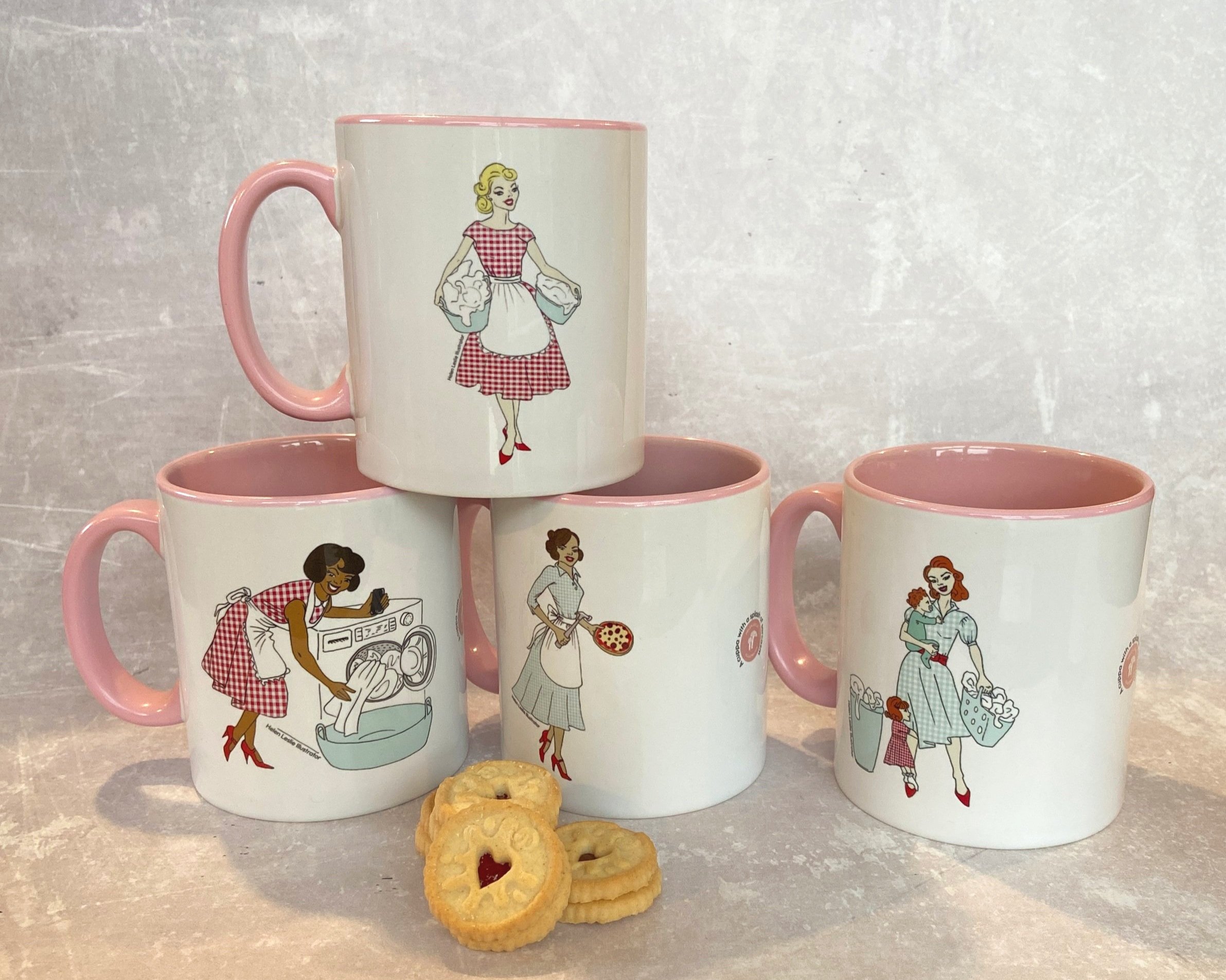 Sarcastic Fantastic retro 1950s housewife style illustrated mug working from home, domestic load, glass ceilings, patriarchy, motherhood, mental load, ideal gift for women (Copy)
