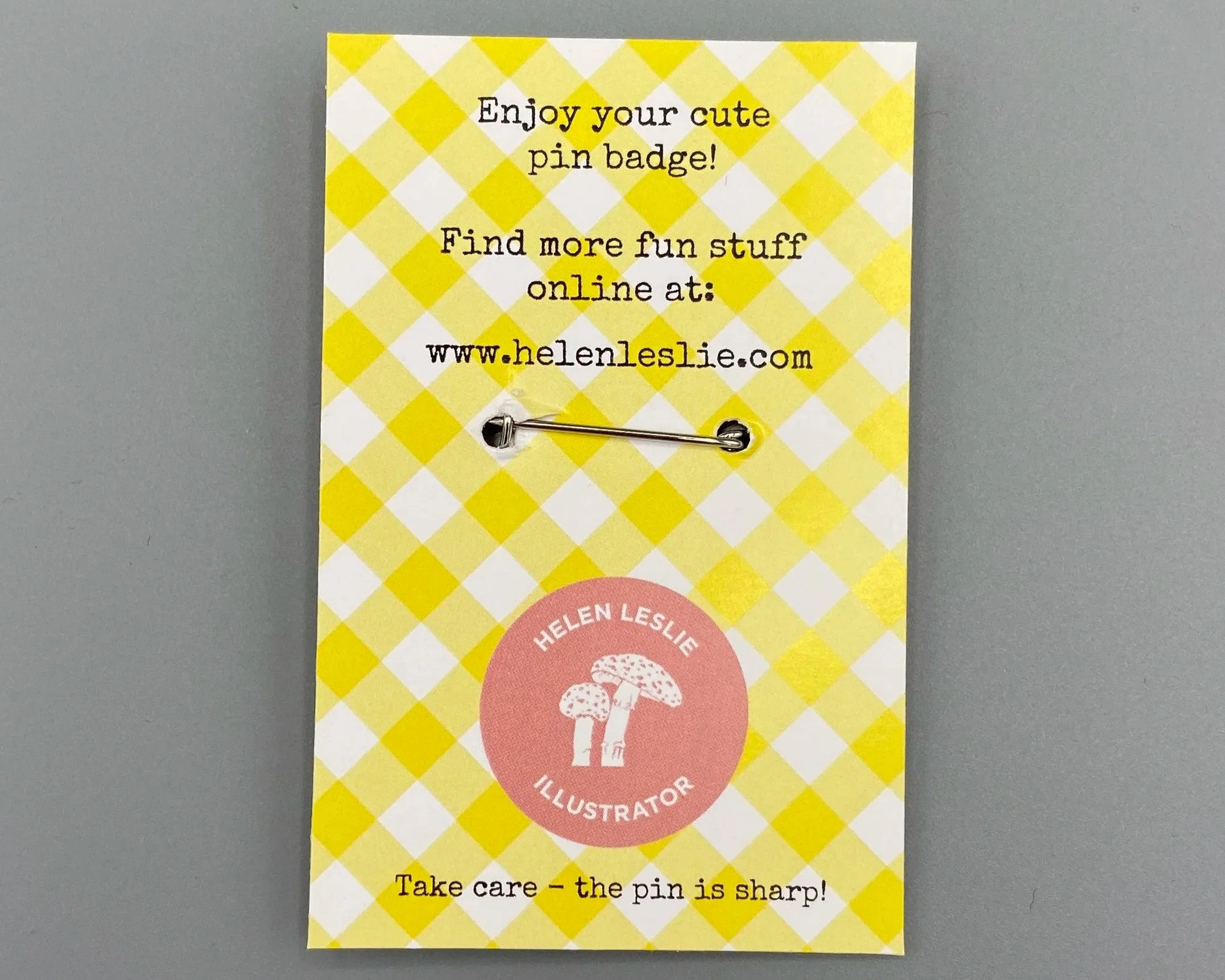 Custard Cream biscuit cute kawaii style gingham 50mm jumbo pin badge