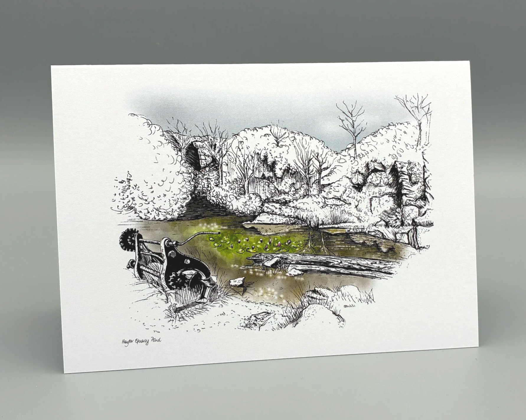 Haytor Quarry Pond, Dartmoor illustrated greetings cards by Devon artist Helen Leslie Illustrator