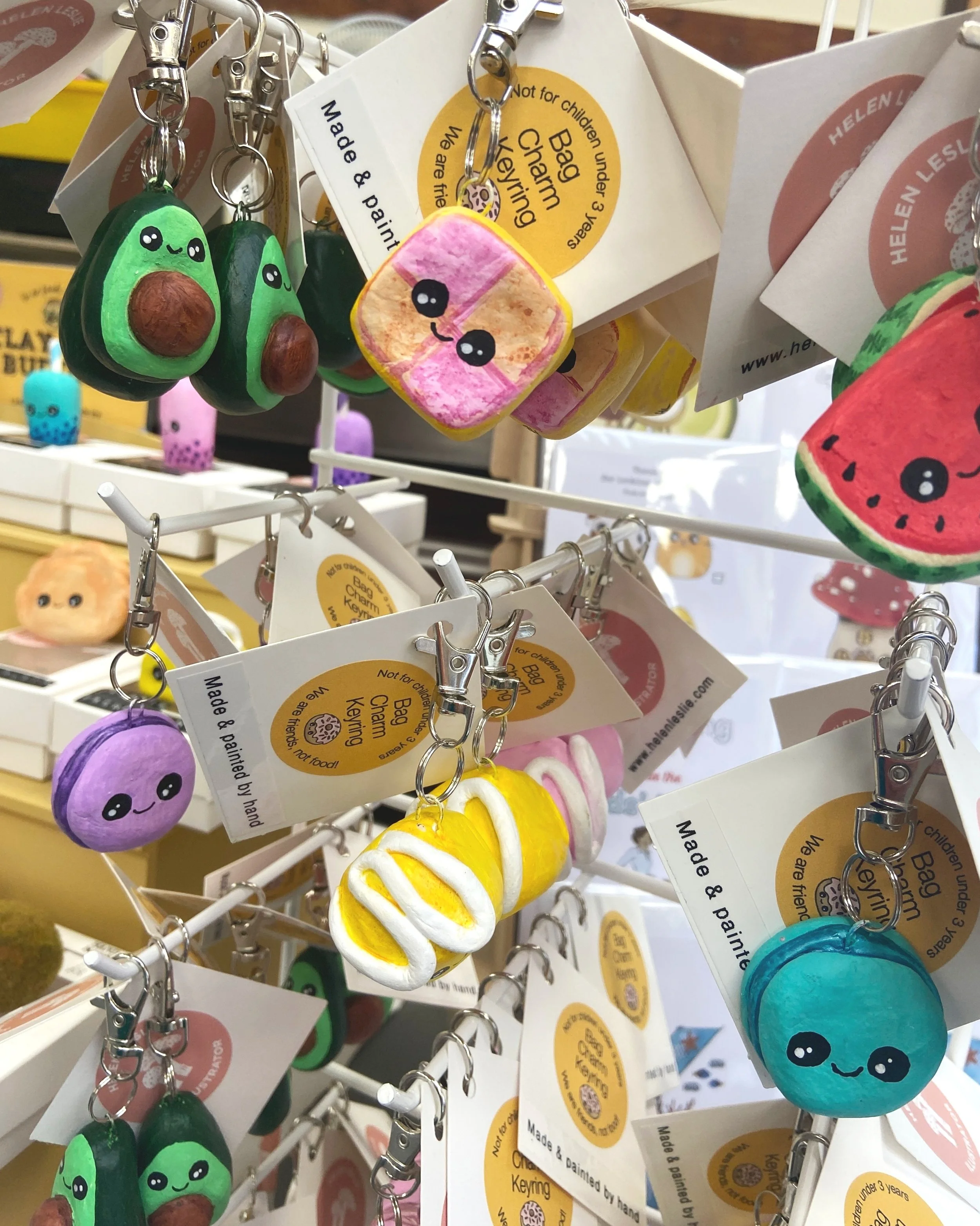 Bag charms/keychains - handmade clay