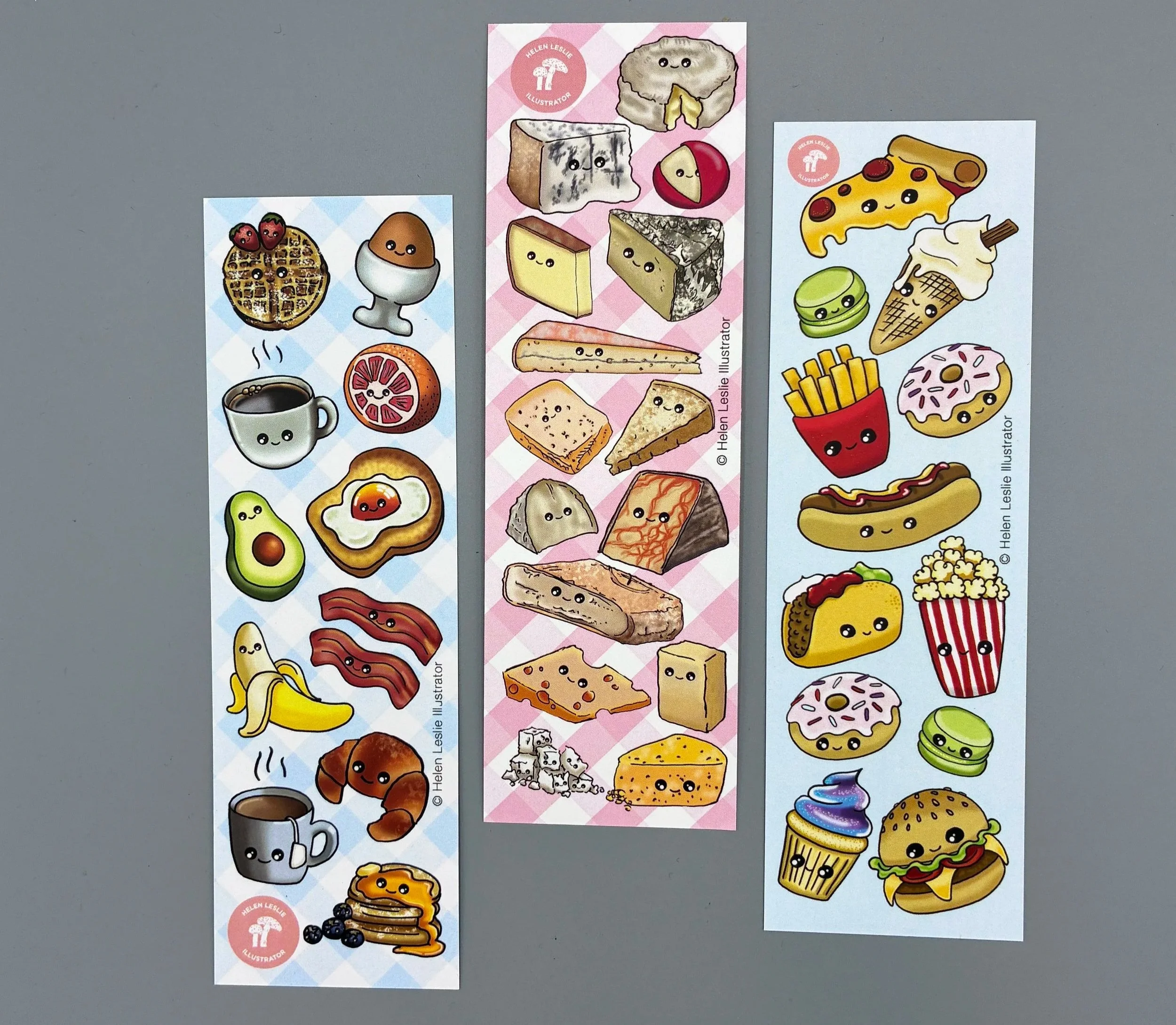 Cute food bookmarks hand illustrated by Devon artist Helen Leslie Illustrator