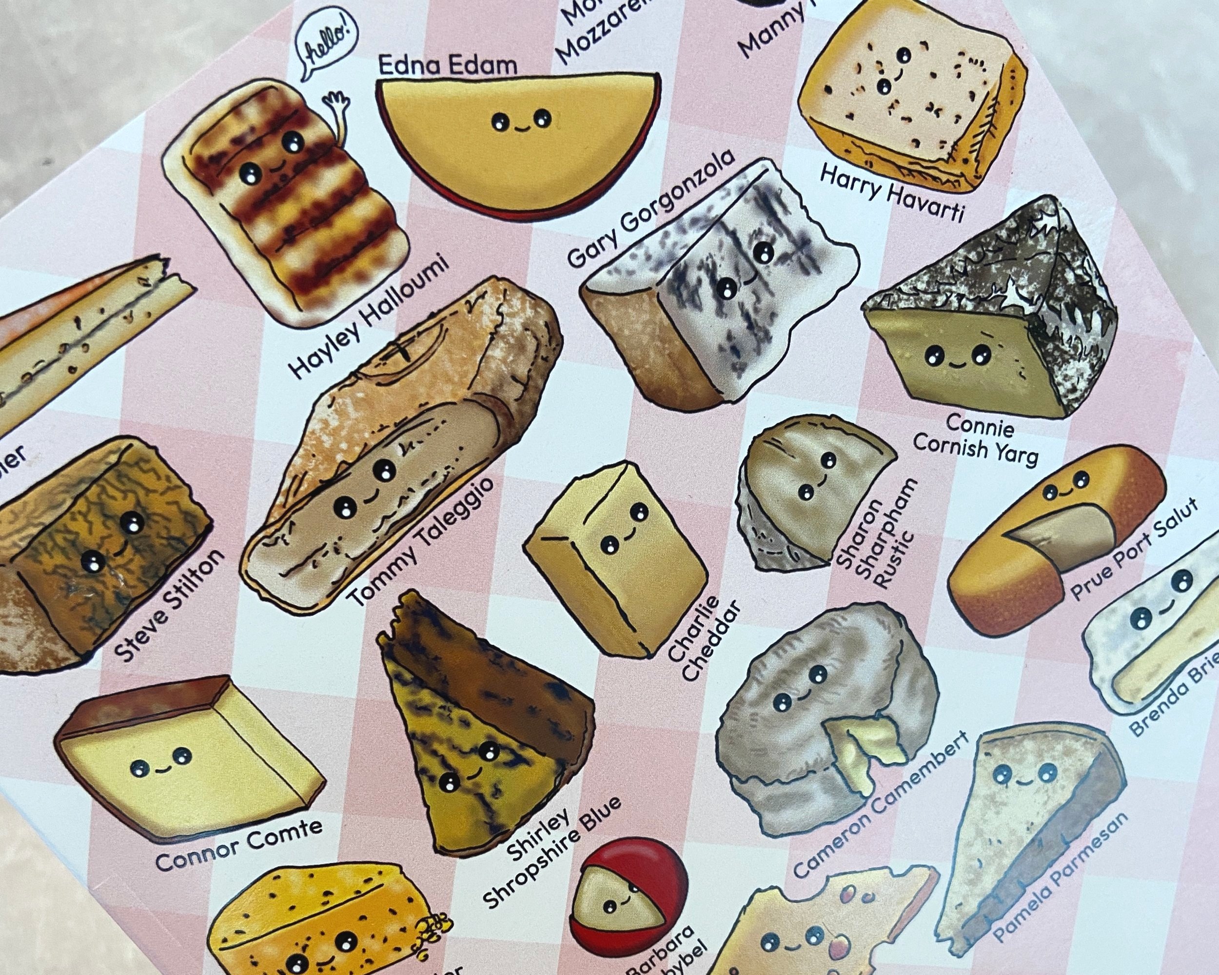Cheerful Cheeses fun kawaii style illustrated lined notebook perfect gift idea for cheese fans