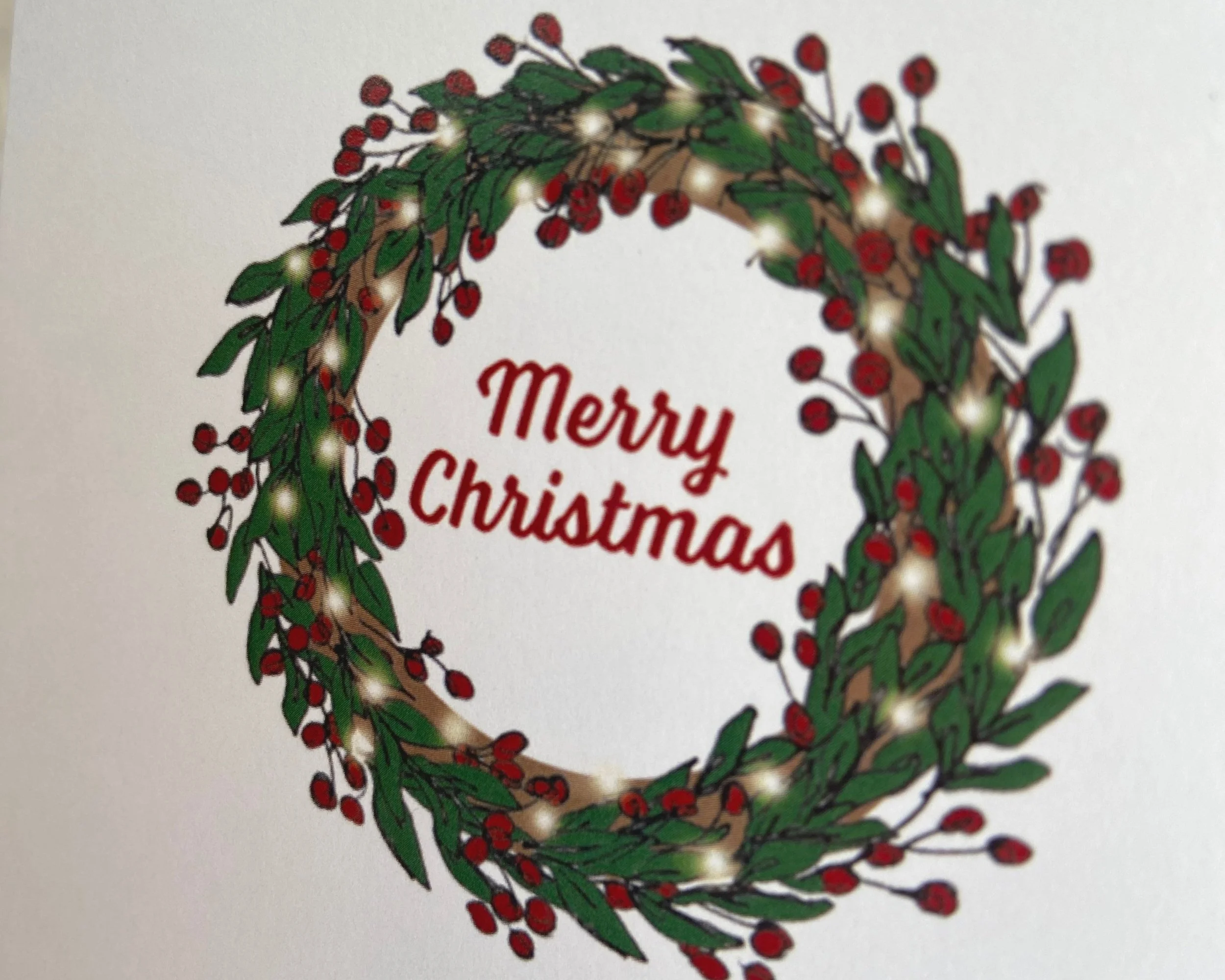 Christmas berry wreath greetings card by Devon artist Helen Leslie Illustrator