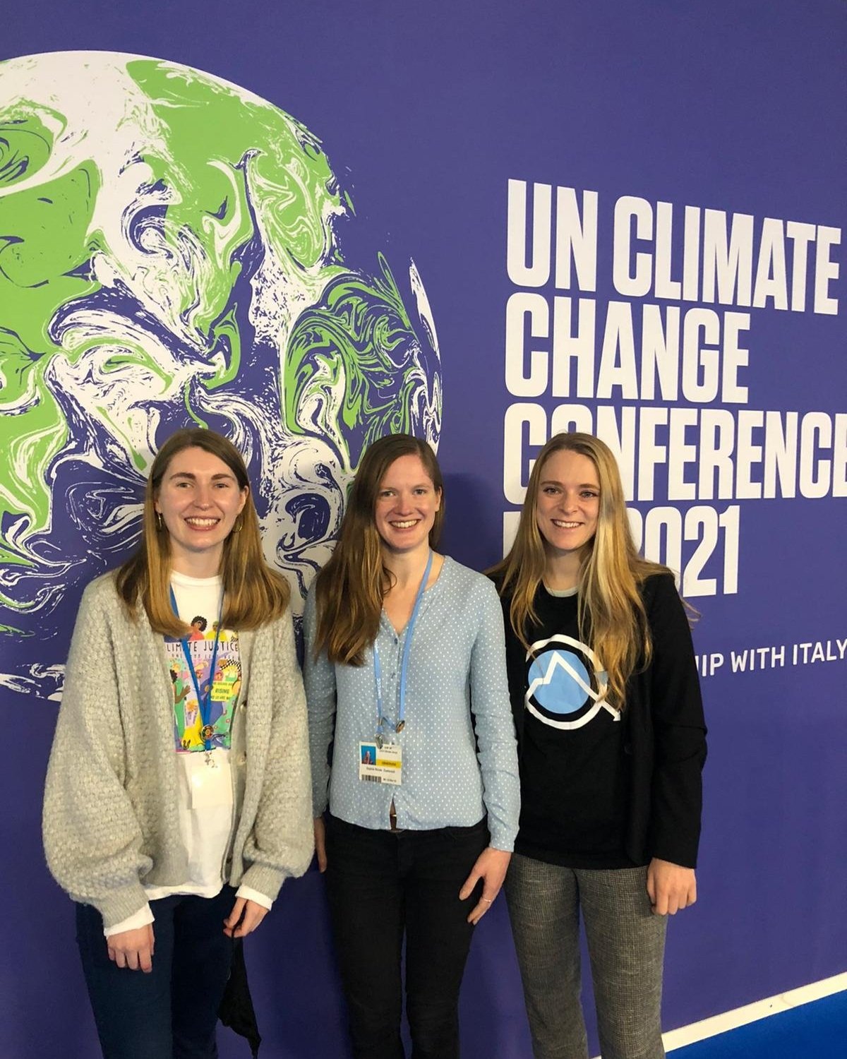 Delegates Chloe, Sophie and Kirsty at COP26