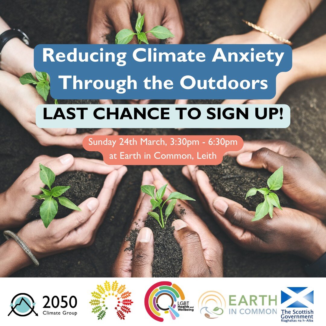 🚨 Sign up today to join us tomorrow for our event: Reducing Climate Anxiety Through the Outdoors

Sunday 24th March, 3:30pm - 6:30pm at Earth in Common (Leith)

Register via the link in our bio 🔗